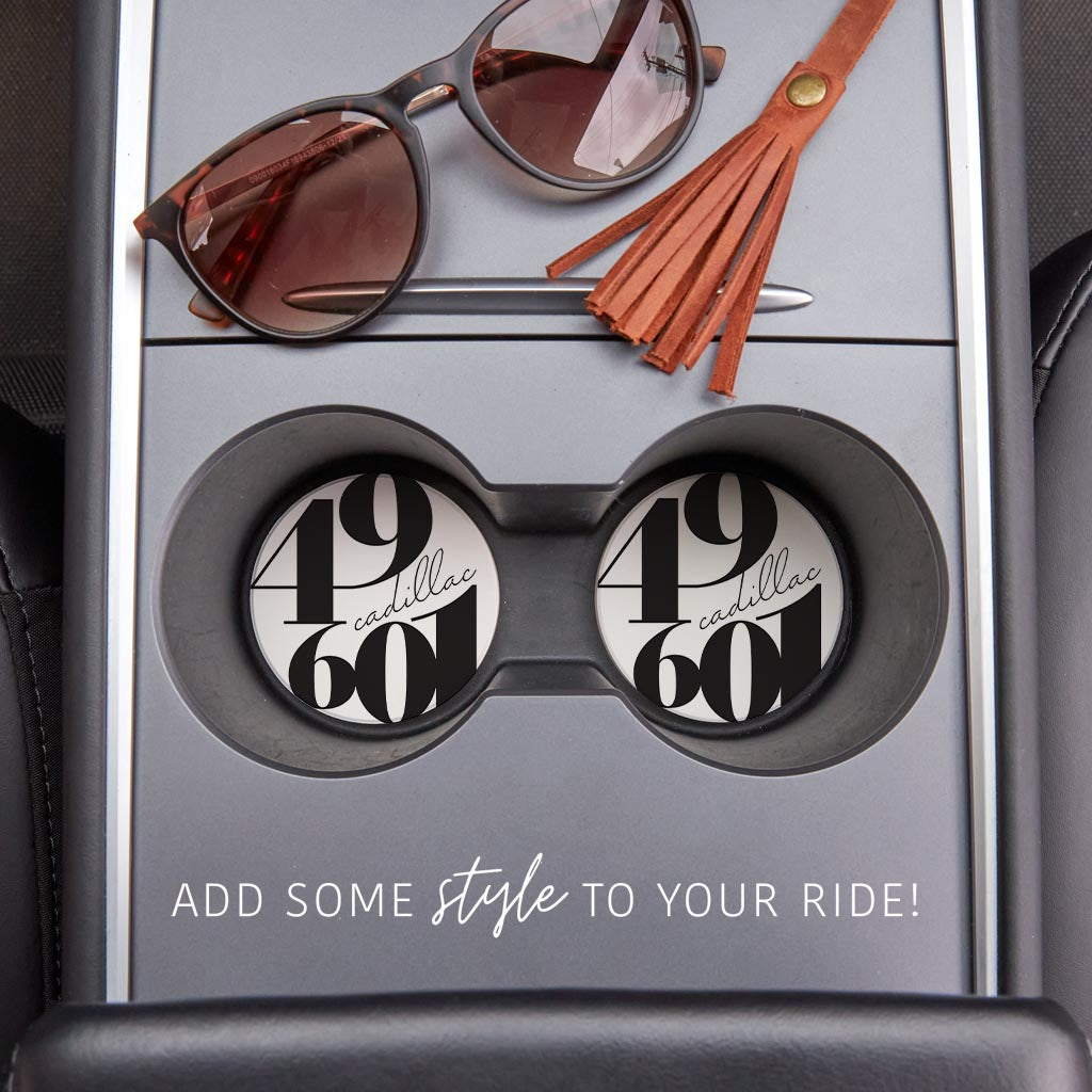 Black And White Zip Block Michigan Cadillac | Absorbent Car Coasters | Set of 2 | Min 4