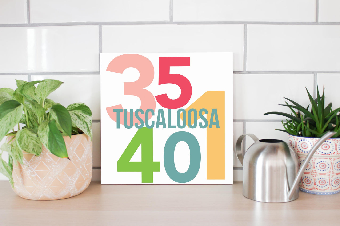 Boho Color Color Block City Zip Alabama Tuscaloosa | Wood Sign | Eaches | Min 2