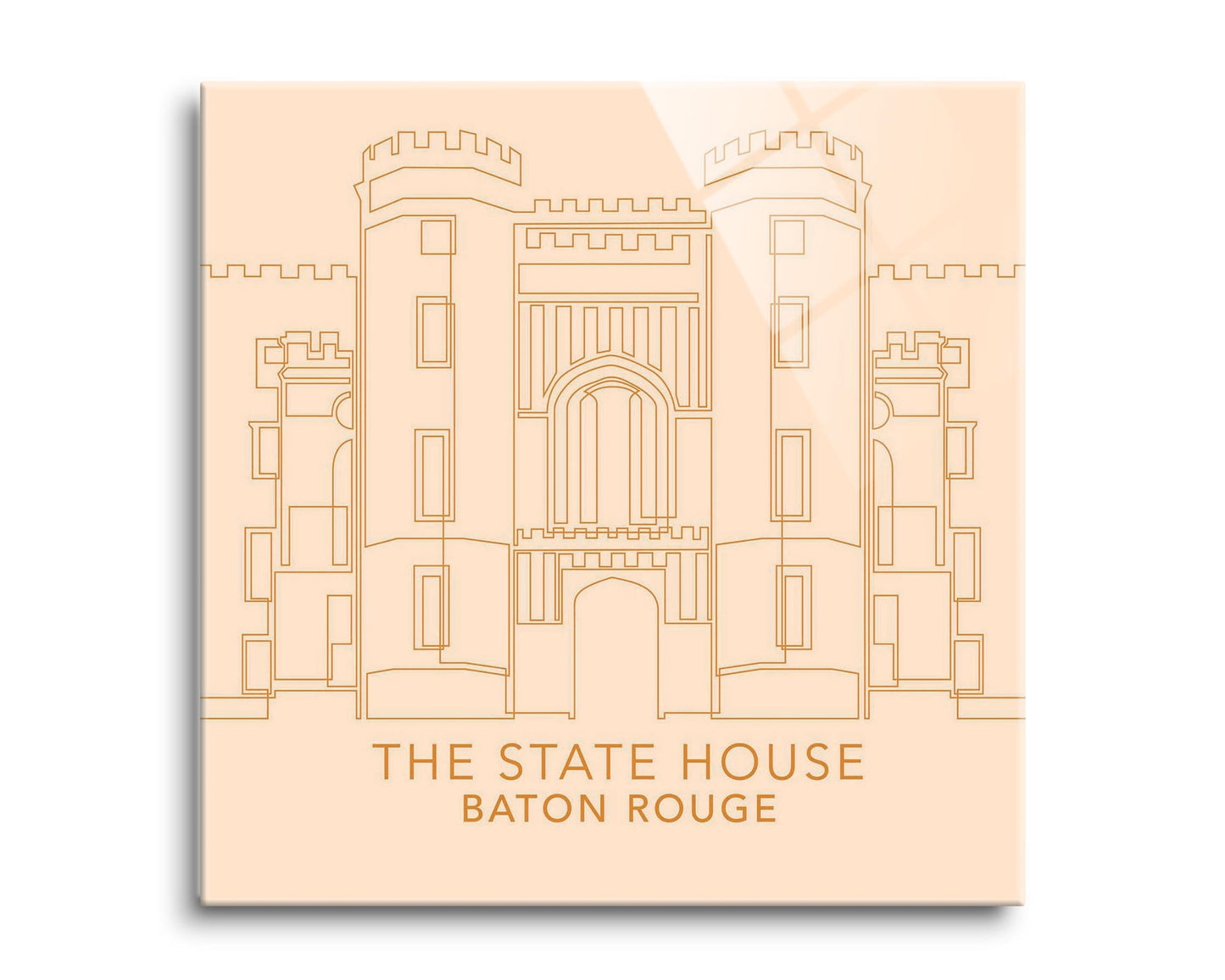Minimalistic Baton Rouge State House Colorful | Hi-Def Glass Art | Eaches | Min 2