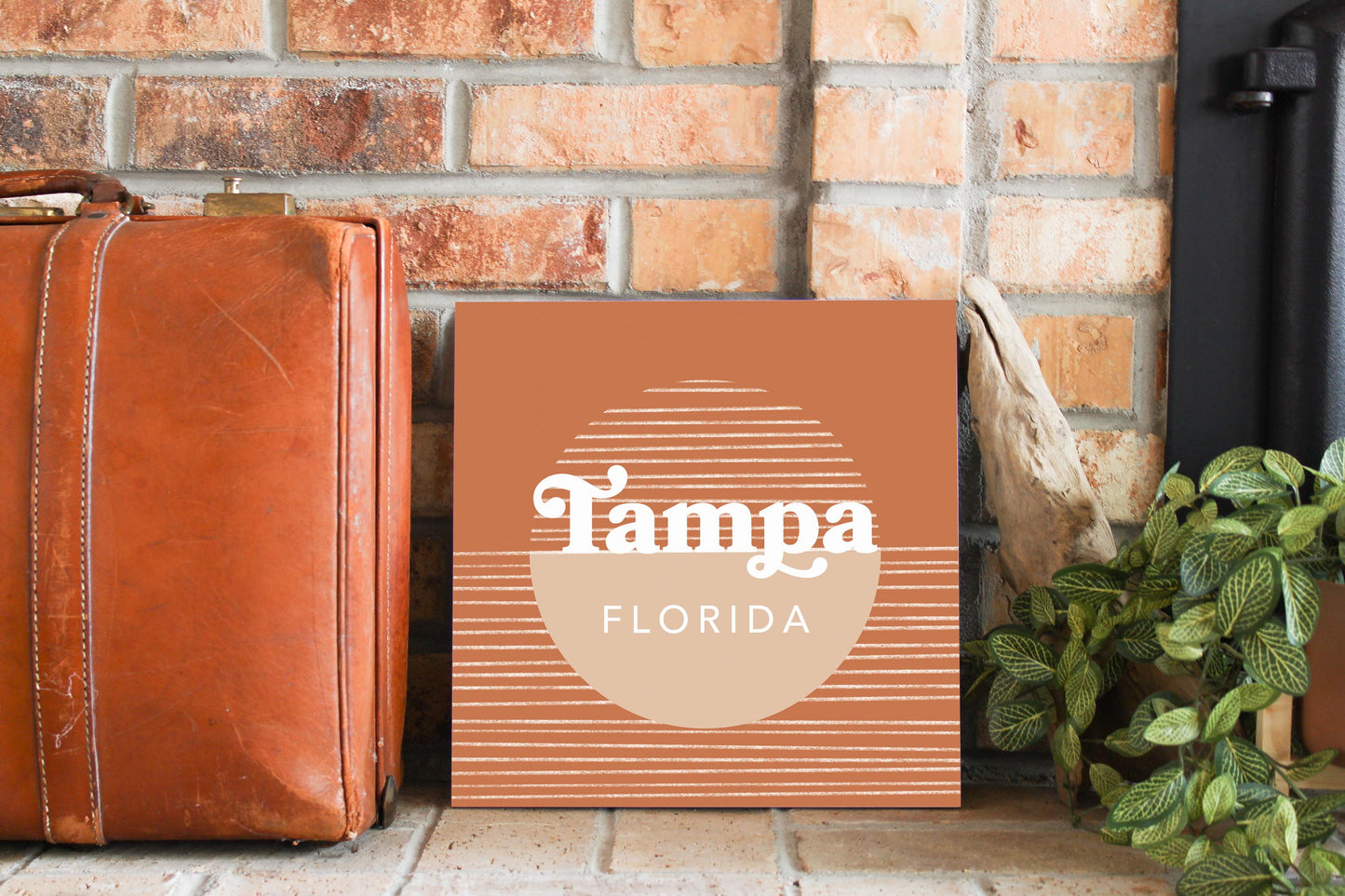 Vintage Groove Half Circle Lines Florida Tampa | Wood Sign | Eaches | Min 2