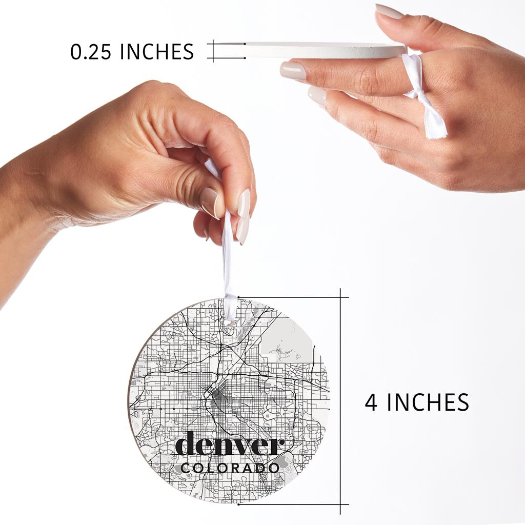 Black And White White Map Colorado Denver | Wood Ornament | Eaches | Min 6