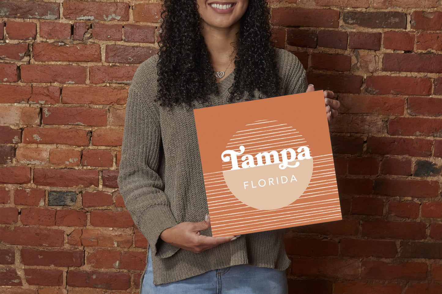 Vintage Groove Half Circle Lines Florida Tampa | Wood Sign | Eaches | Min 2