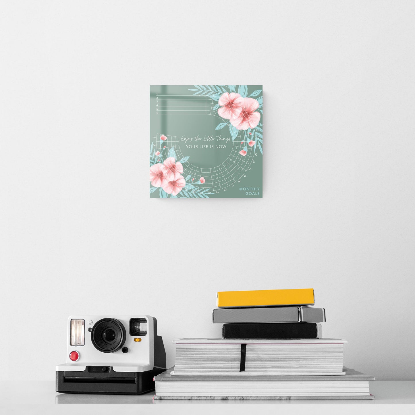 Floral Habit Tracker Enjoy The Little Things | Hi-Def Glass Art | Eaches | Min 2