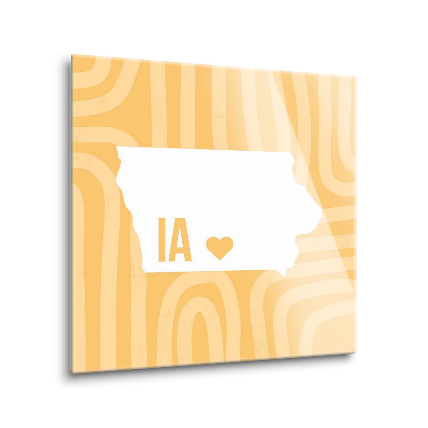 Boho Color Heart State On Yellow Iowa | Hi-Def Glass Art | Eaches | Min 1
