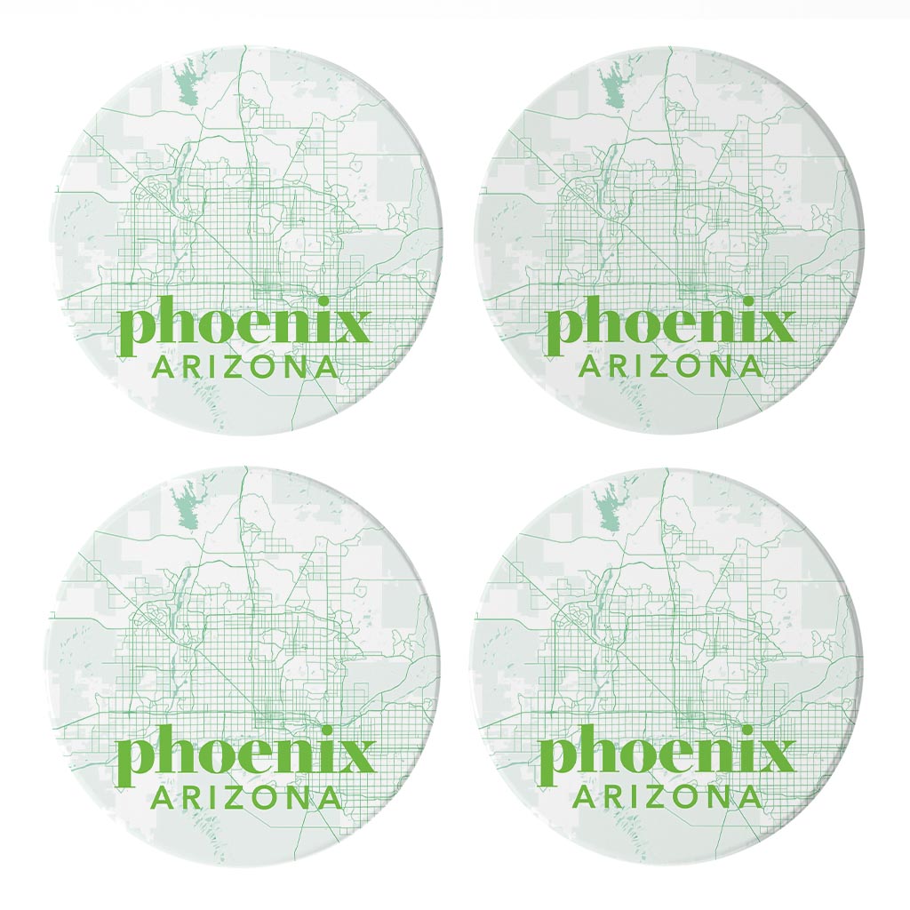 Bright Modern Green Map Arizona Phoenix| Absorbent Coasters | Set of 4 | Min 2
