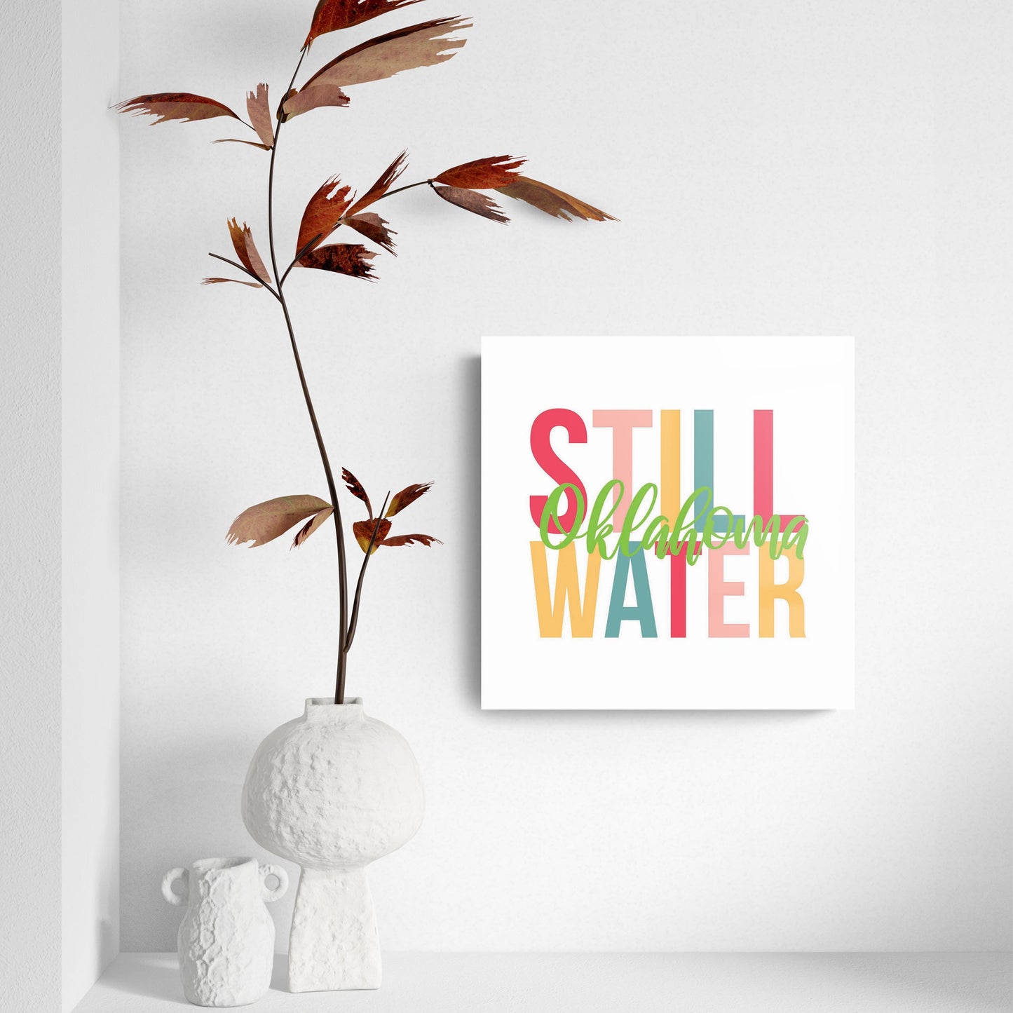 Boho Color City And State Oklahoma Stillwater | Hi-Def Glass Art | Eaches | Min 2