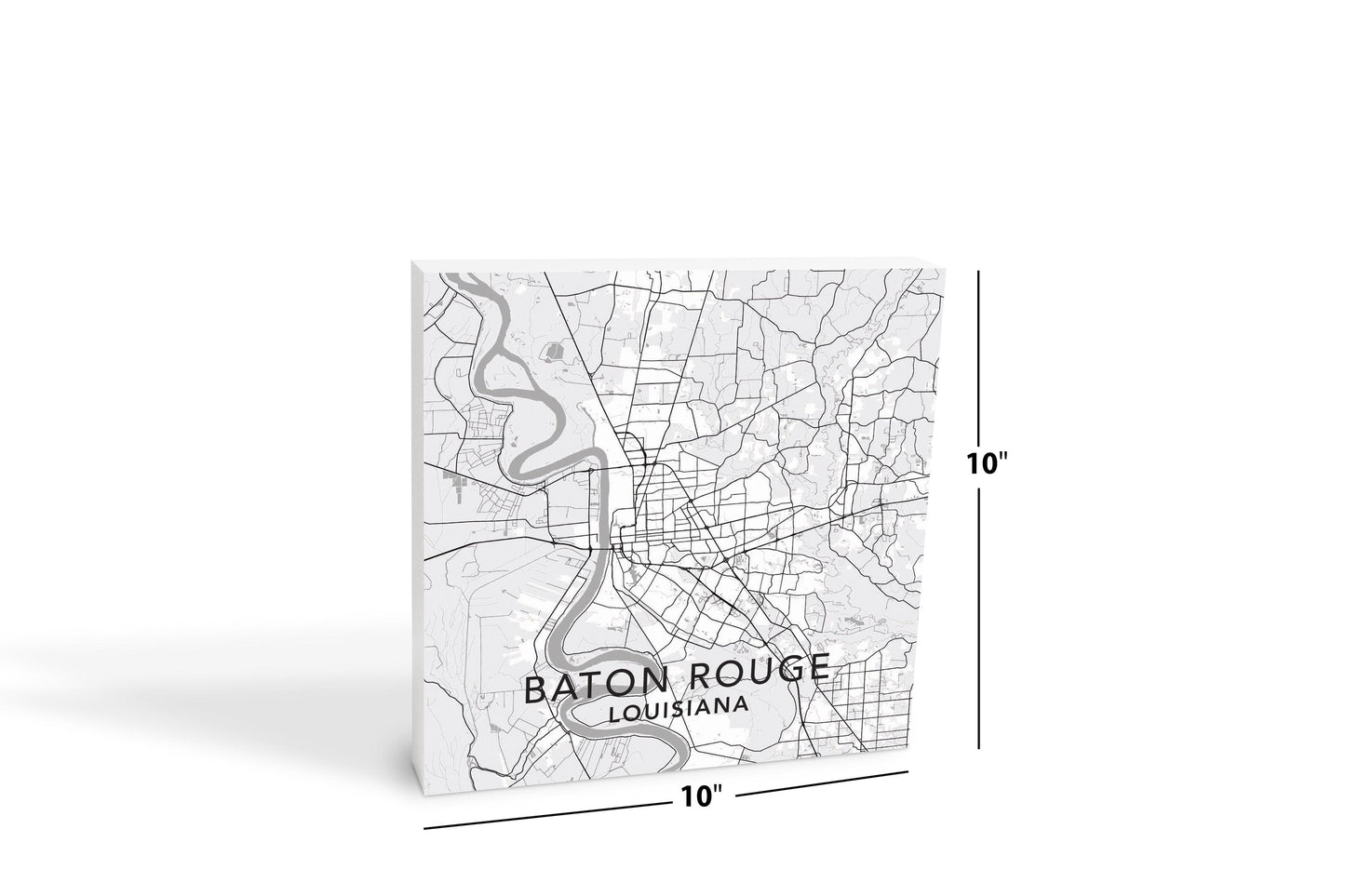 Minimalistic Baton Rouge White Map | Wood Block | Eaches | Min 2