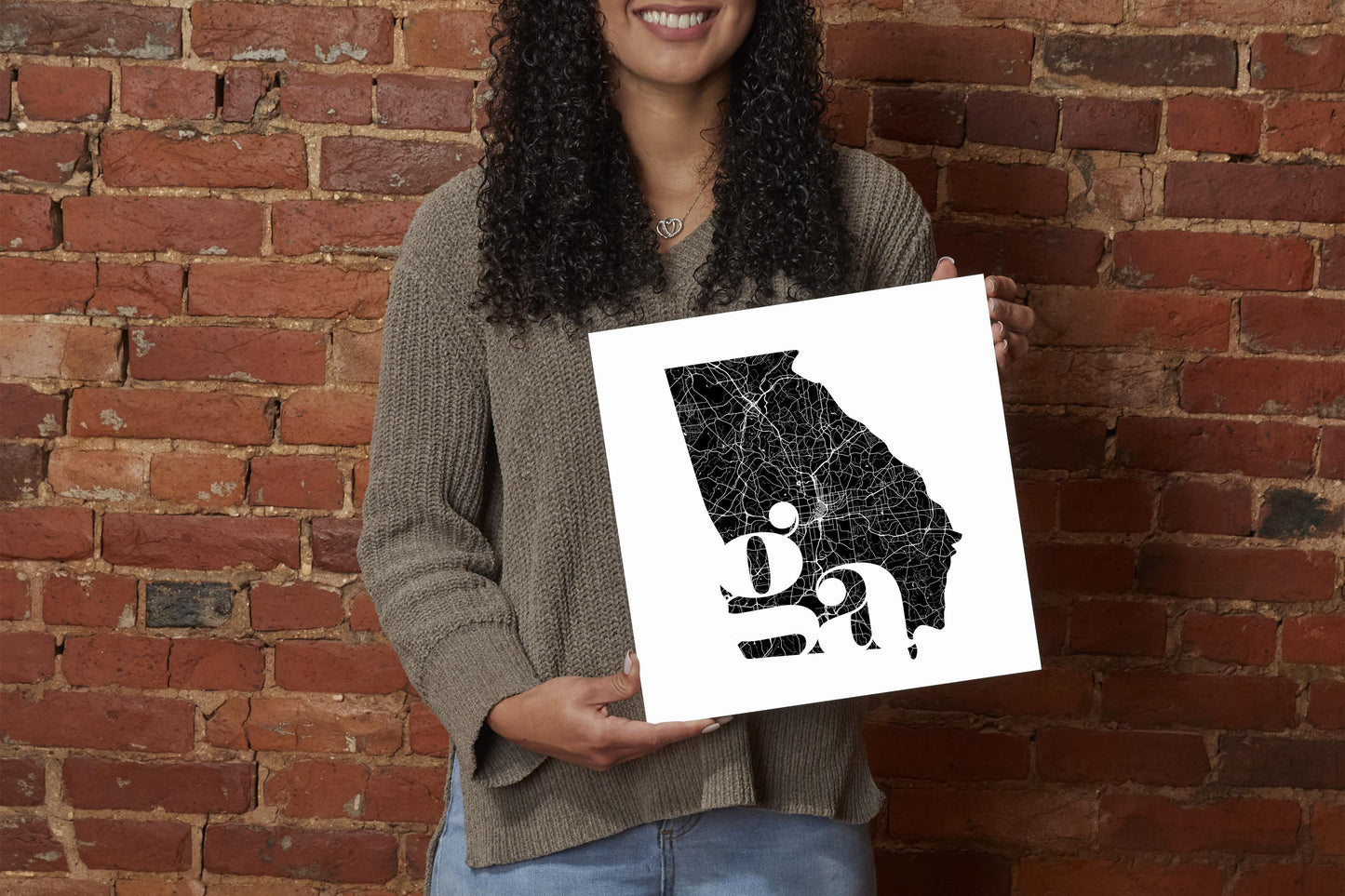 Black And White Abbreviated State Map White Georgia | Wood Sign | Eaches | Min 2