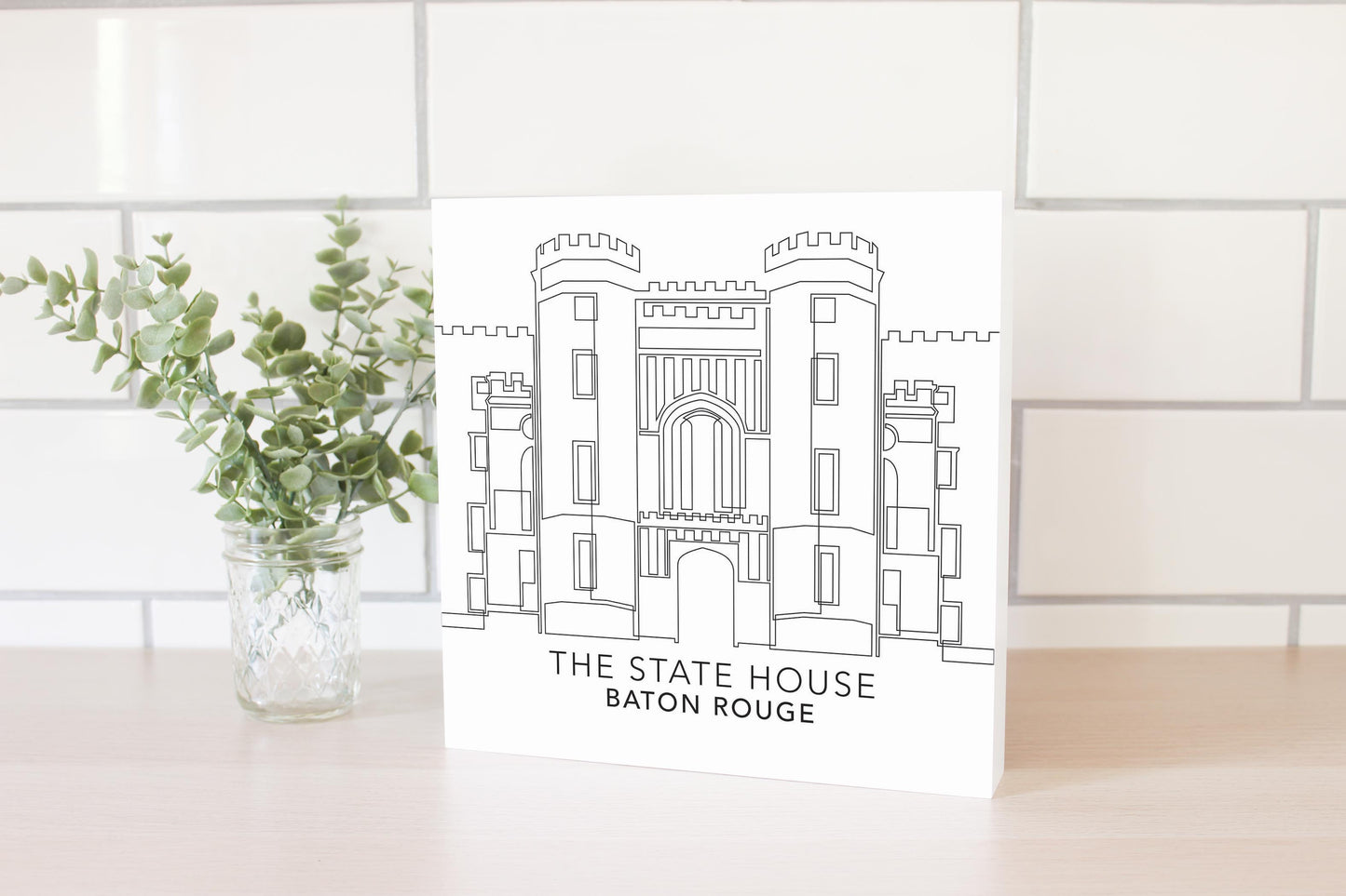 Minimalistic Baton Rouge State House | Wood Block | Eaches | Min 2