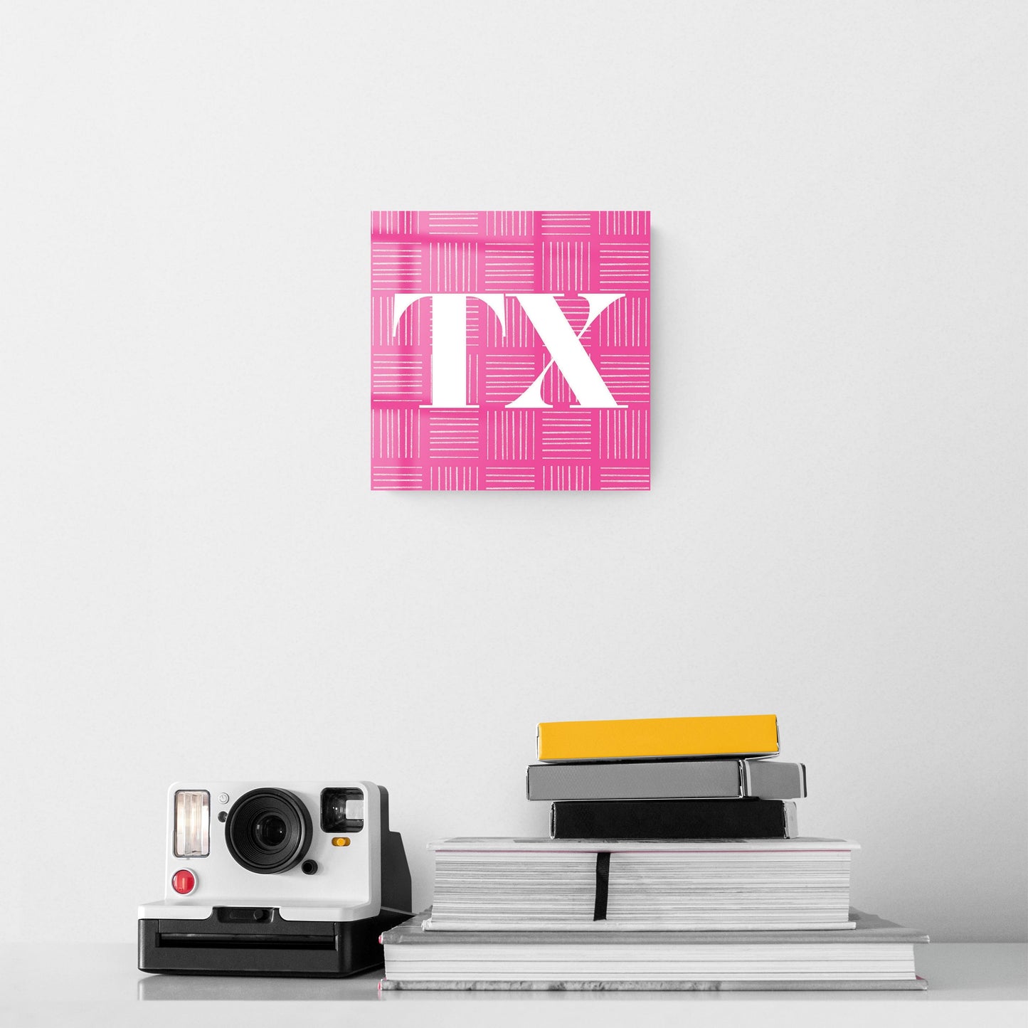 Bright Modern Abbreviated On Pink Texas | Hi-Def Glass Art | Eaches | Min 2