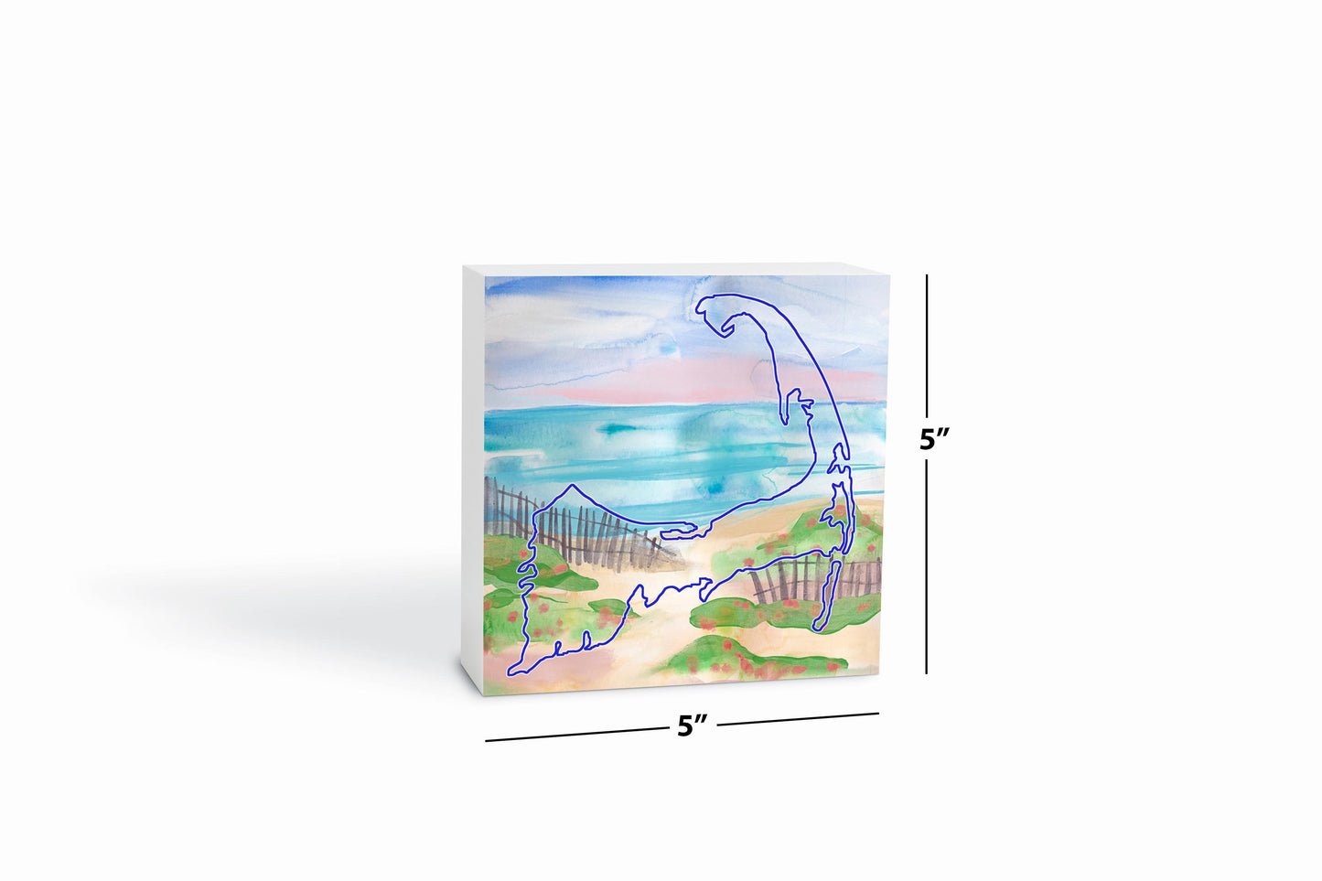 Watercolor Beach Scene | Wood Block | Eaches | Min 4