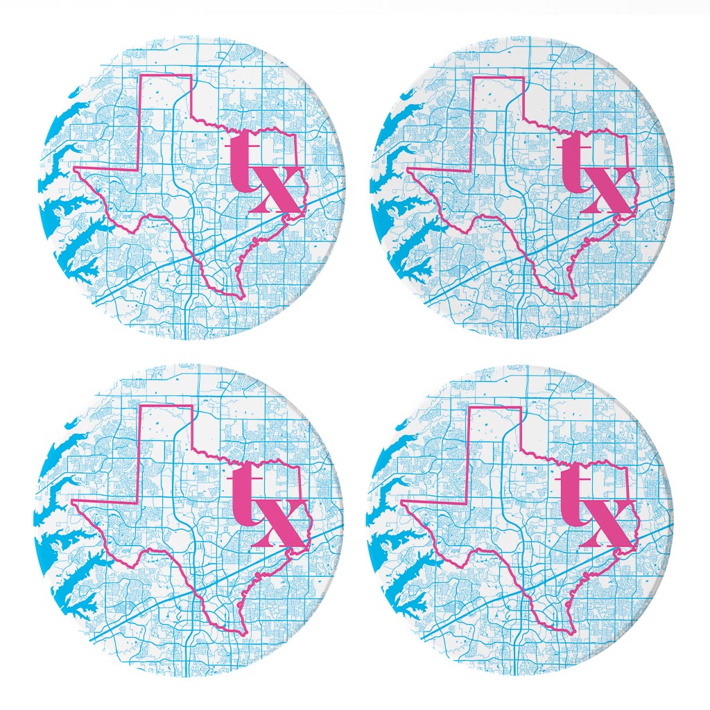 Bright Modern Abbreviated State Map Blue Texas Frisco