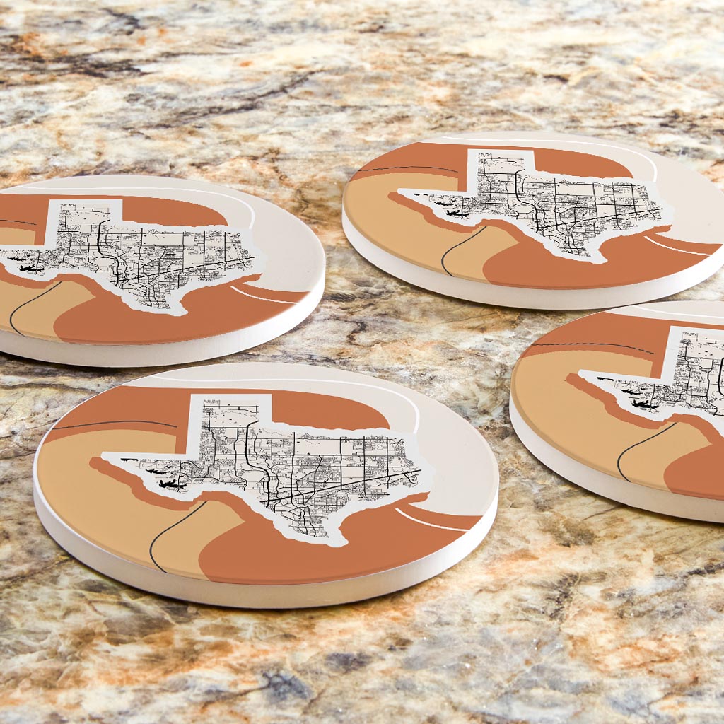 Vintage Groove Fluid Orange Map Texas Frisco