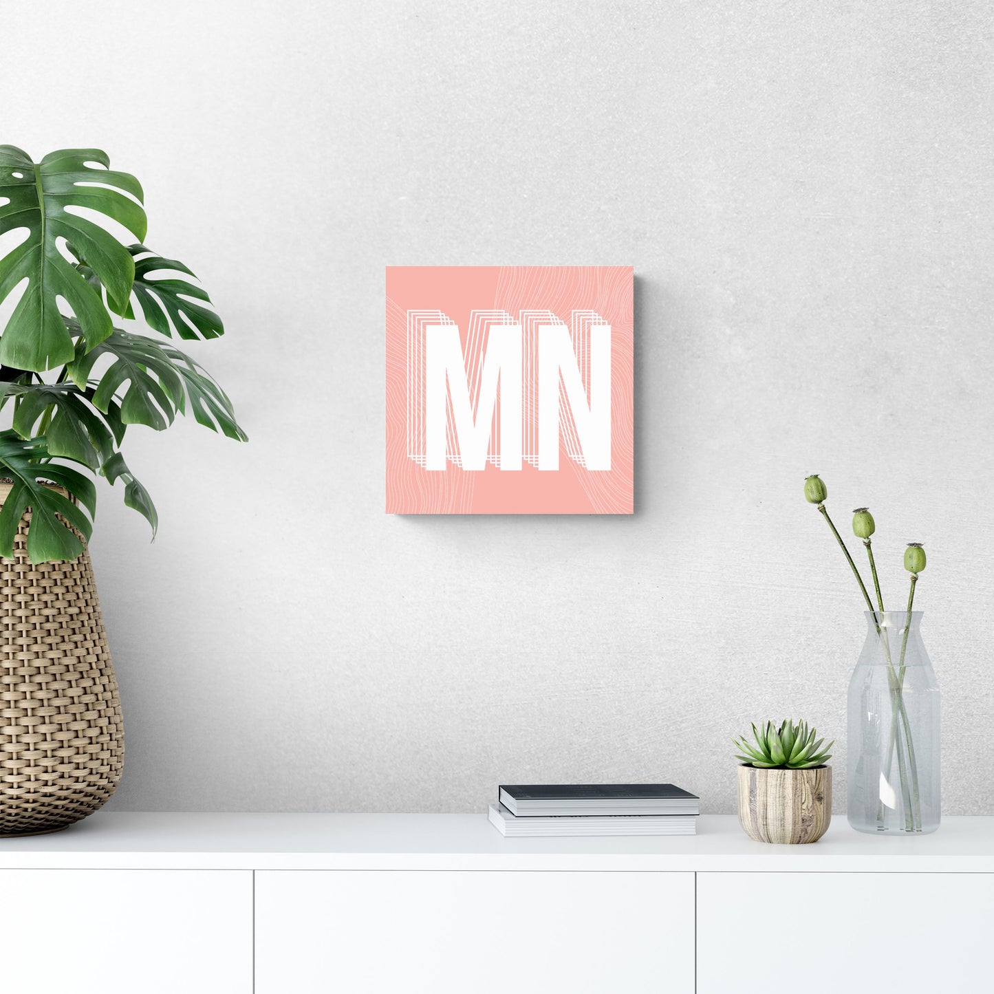 Boho Color Abbreviated On Pink Minnesota | Wood Sign | Eaches | Min 2