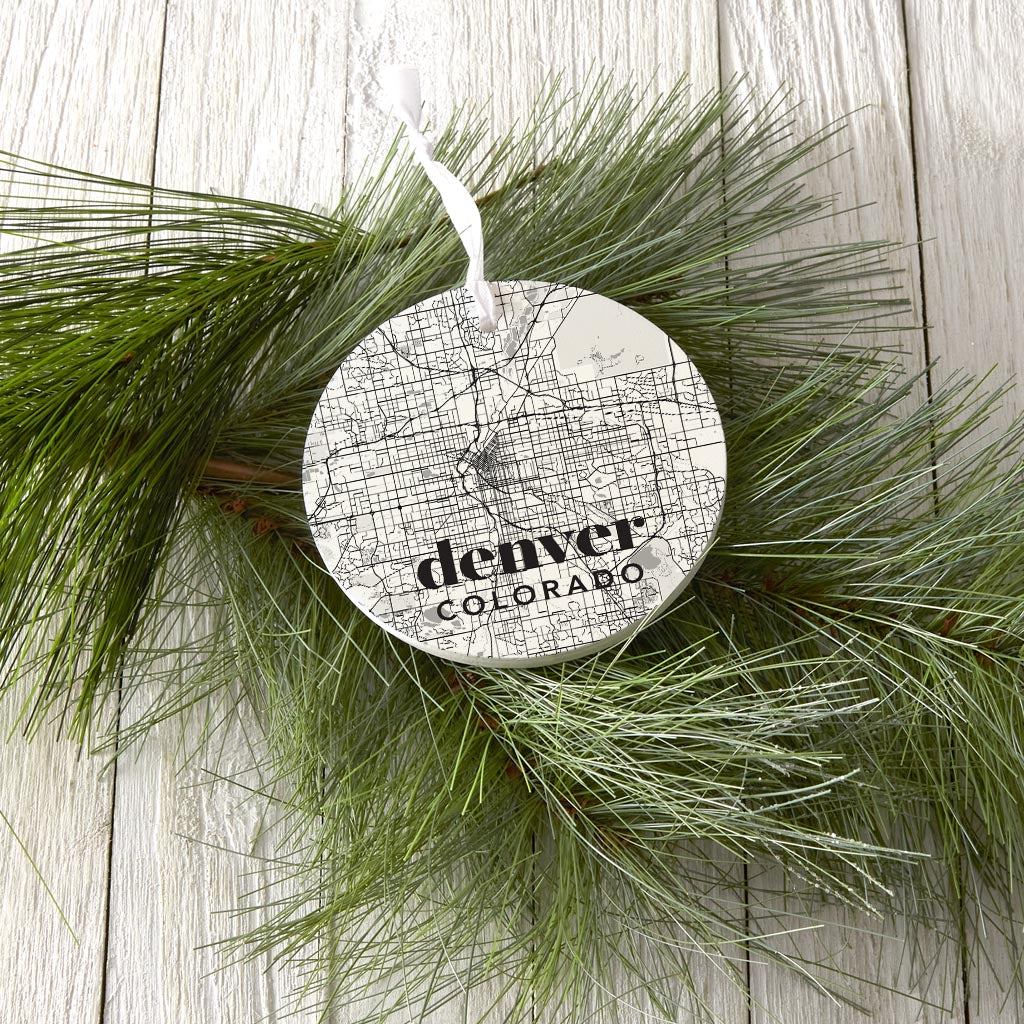 Black And White White Map Colorado Denver | Wood Ornament | Eaches | Min 6