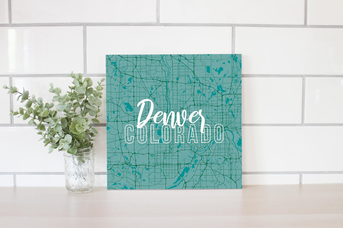 Boho Color Blue Map Colorado Denver | Wood Sign | Eaches | Min 2