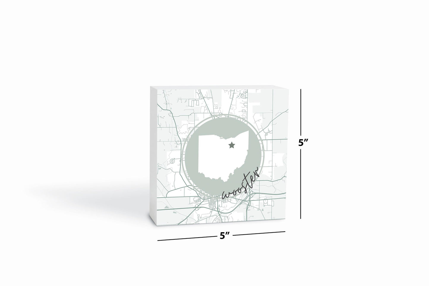 Vintage Groove State Star Map Ohio Wooster | Wood Block | Eaches | Min 4