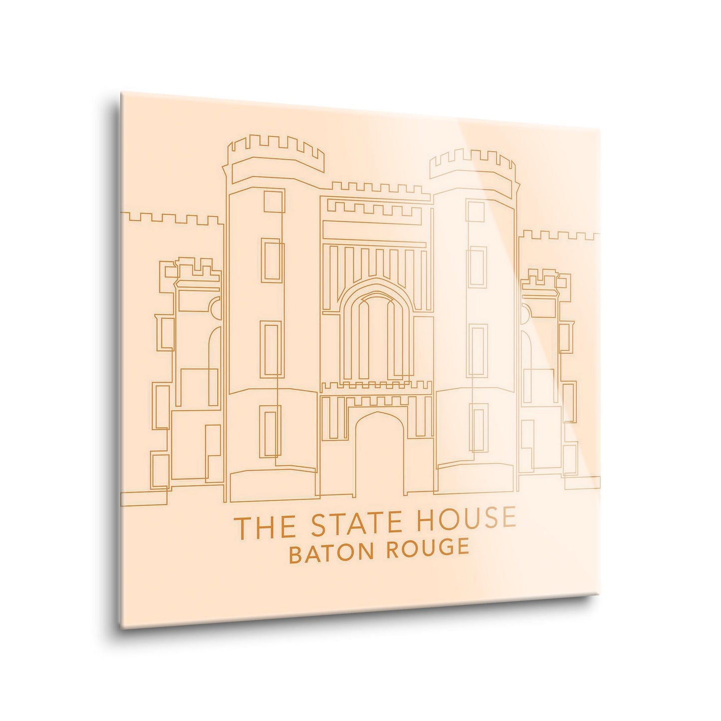 Minimalistic Baton Rouge State House Colorful | Hi-Def Glass Art | Eaches | Min 1