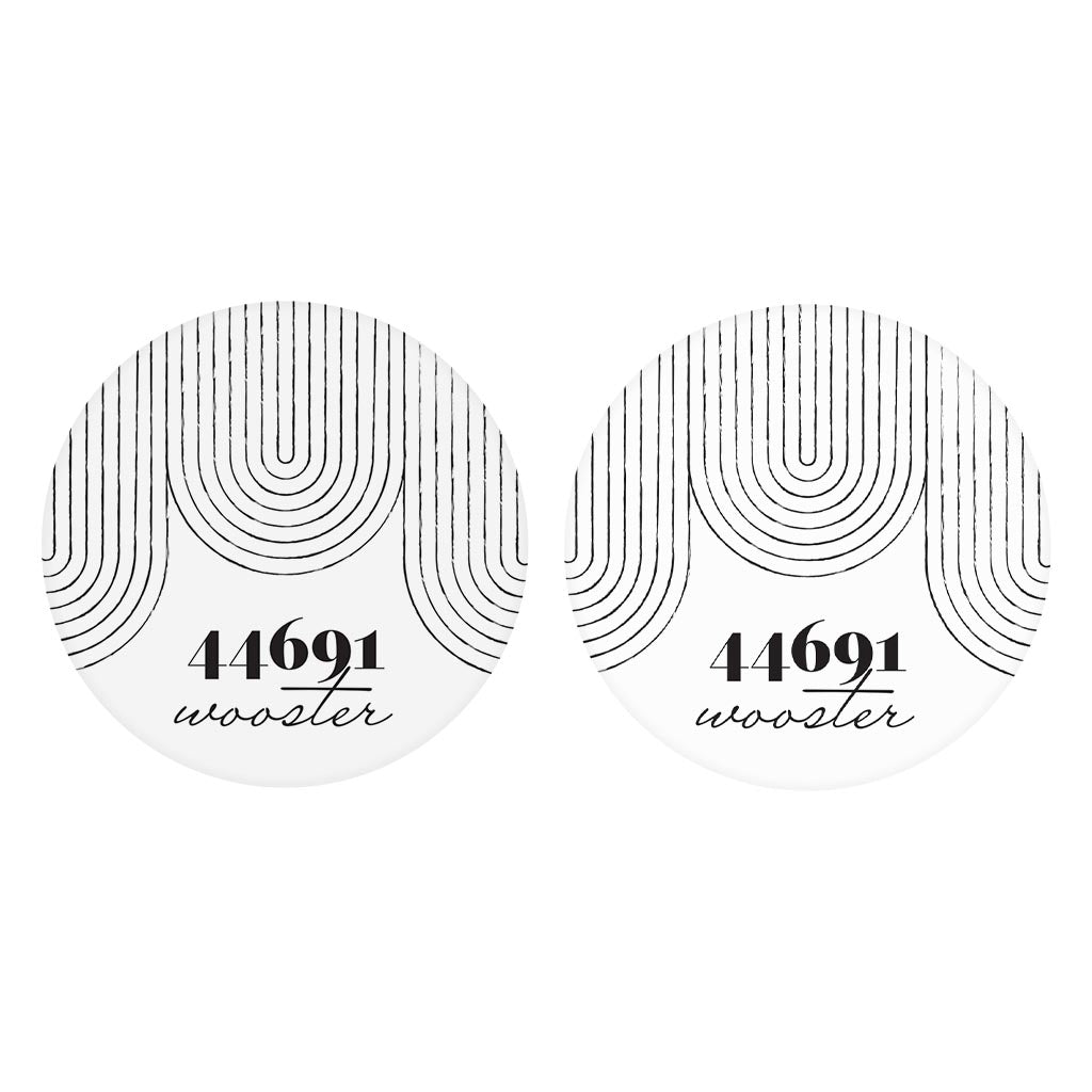 Black And White City Zip On White Ohio Wooster | Absorbent Car Coasters | Set of 2 | Min 4