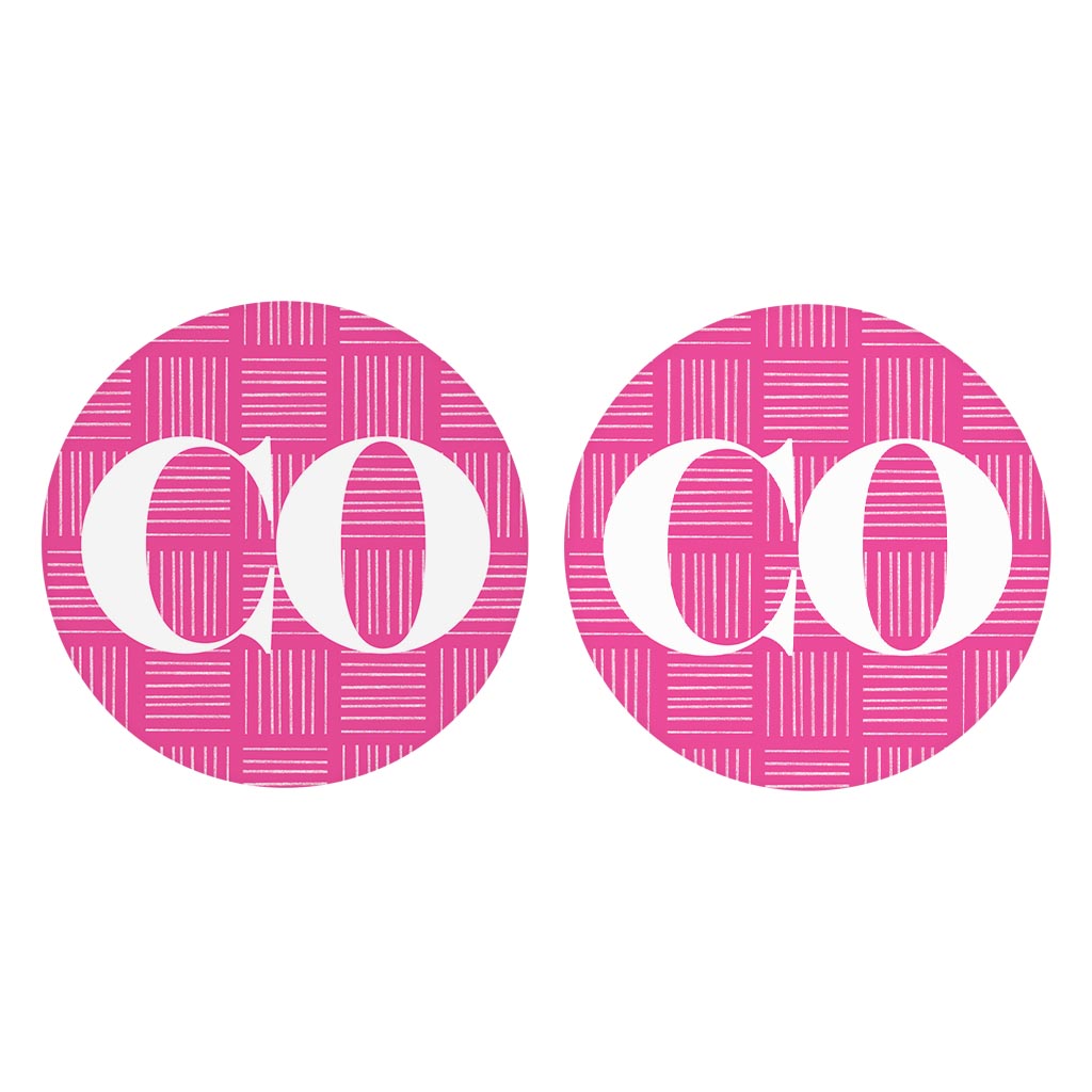 Bright Modern Abbreviated On Pink Colorado| Absorbent Car Coasters | Set of 2 | Min 4