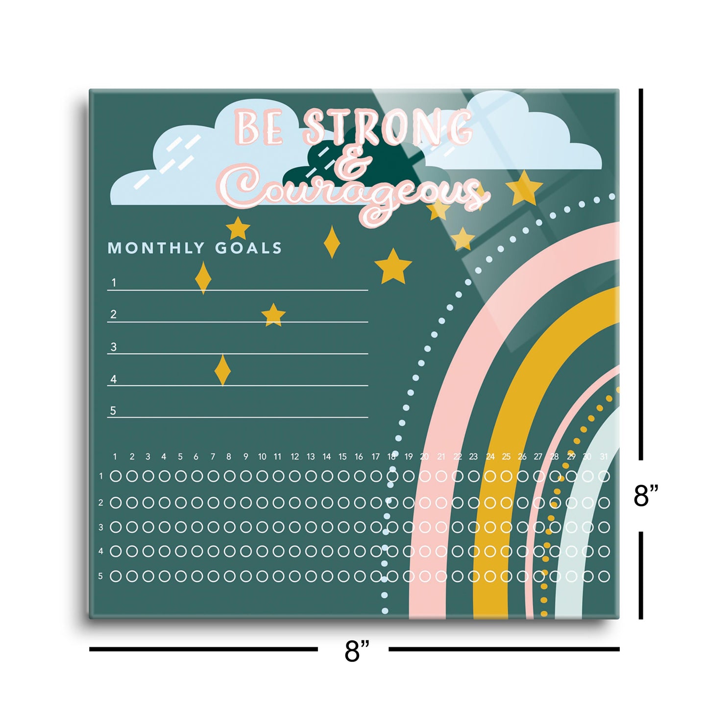 Childrens Green Rainbow Habit Tracker| Hi-Def Glass Art | Eaches | Min 2