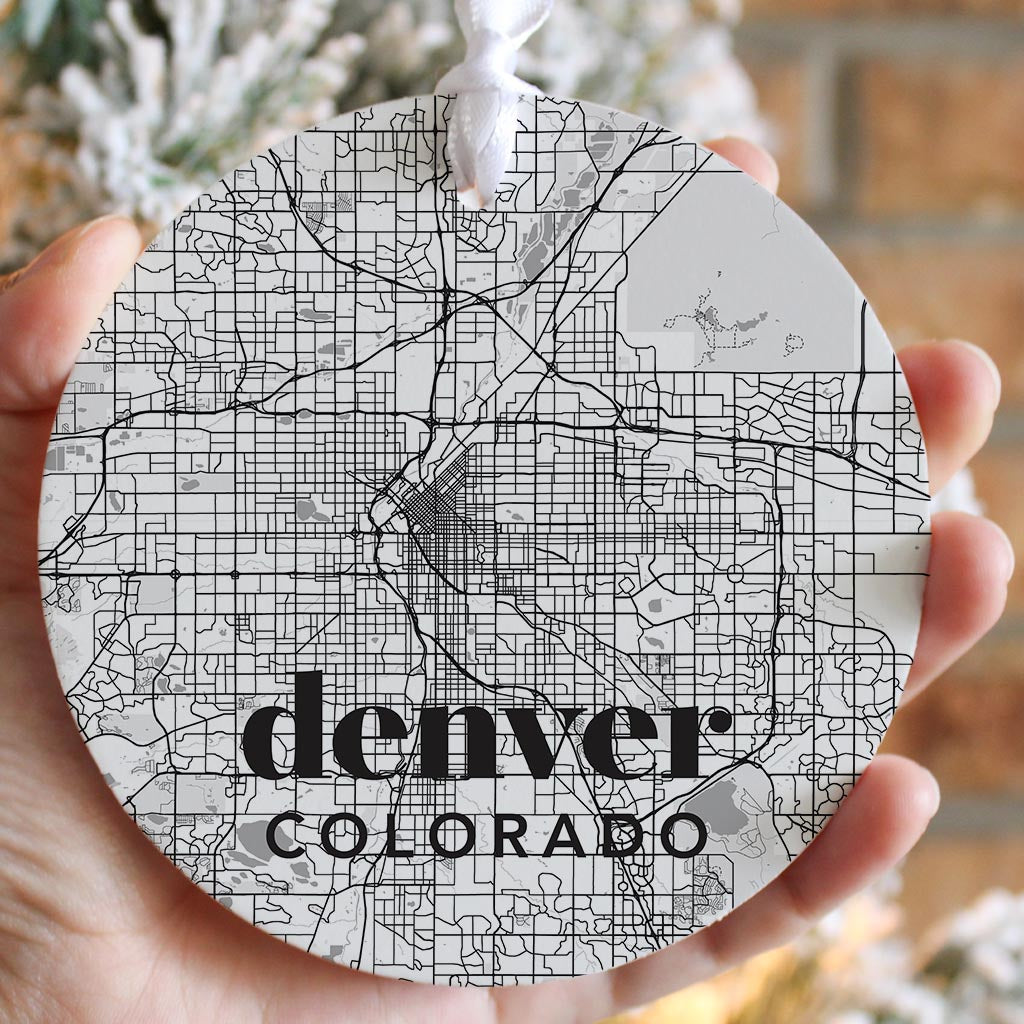 Black And White White Map Colorado Denver | Wood Ornament | Eaches | Min 6