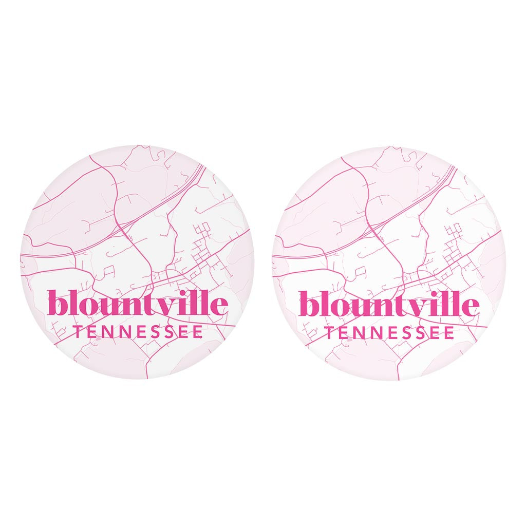 Bright Modern Pink Map Tennessee Blountville | Absorbent Car Coasters | Set of 2 | Min 4