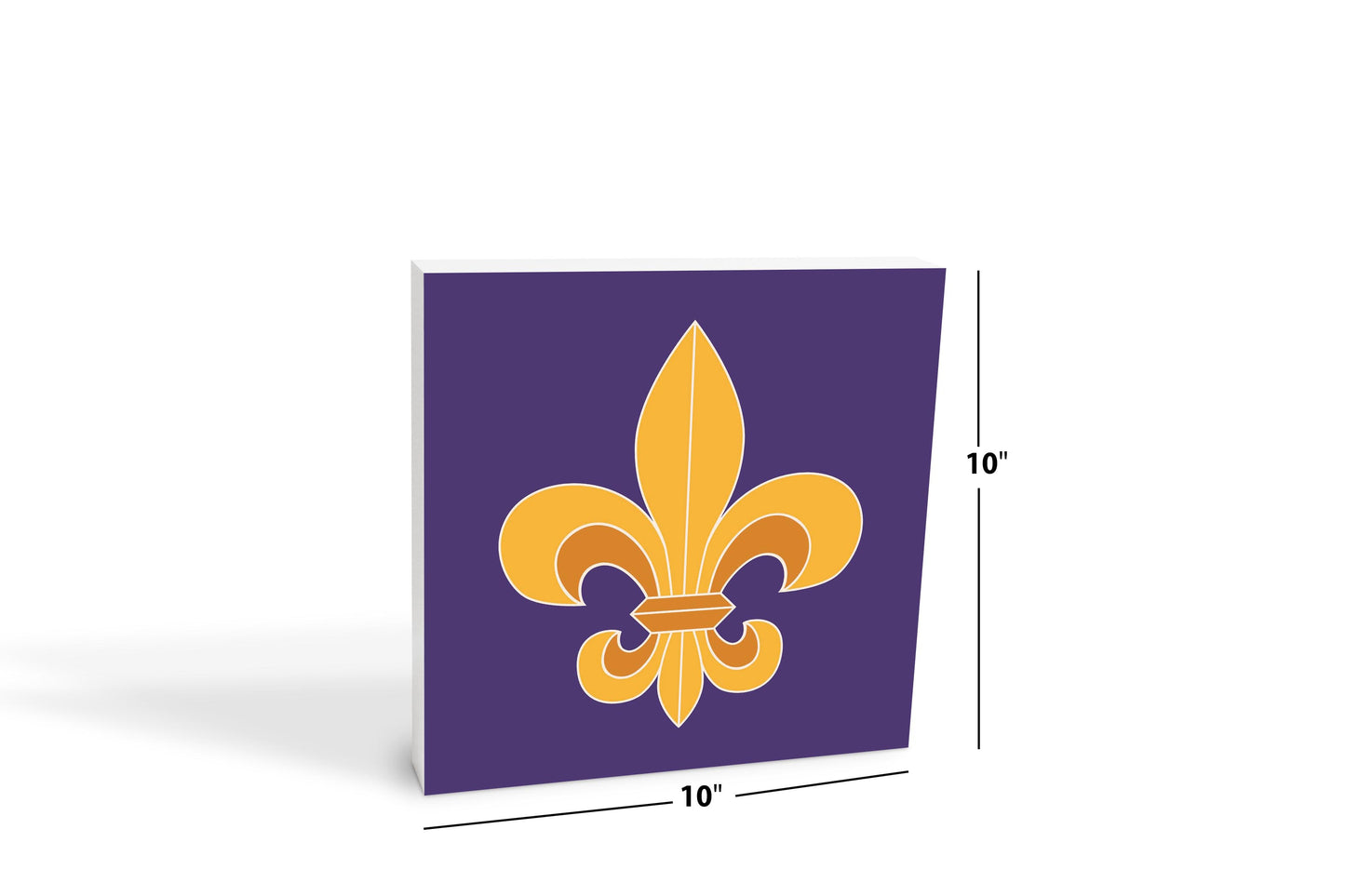 Purple Gold Louisiana Fleur De Lis | Wood Block | Eaches | Min 2