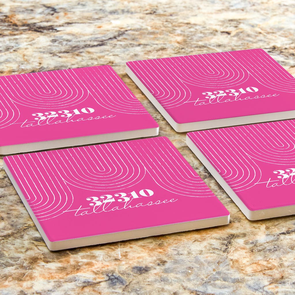 Bright Modern City Zip On Pink Florida Tallahassee | Absorbent Coasters | Set of 4 | Min 2