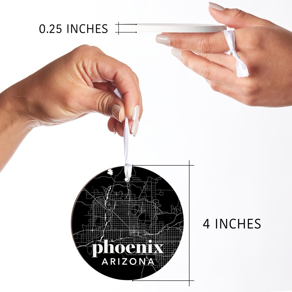 Black And White Black Map Arizona Phoenix| Wood Ornament | Eaches | Min 6