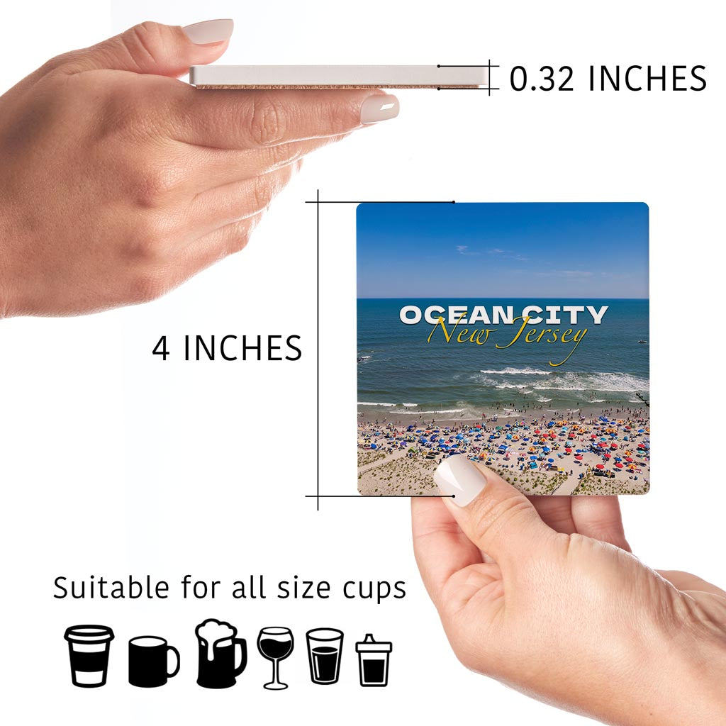 Beach Day Square Coaster| Absorbent Coasters | Set of 4 | Min 2