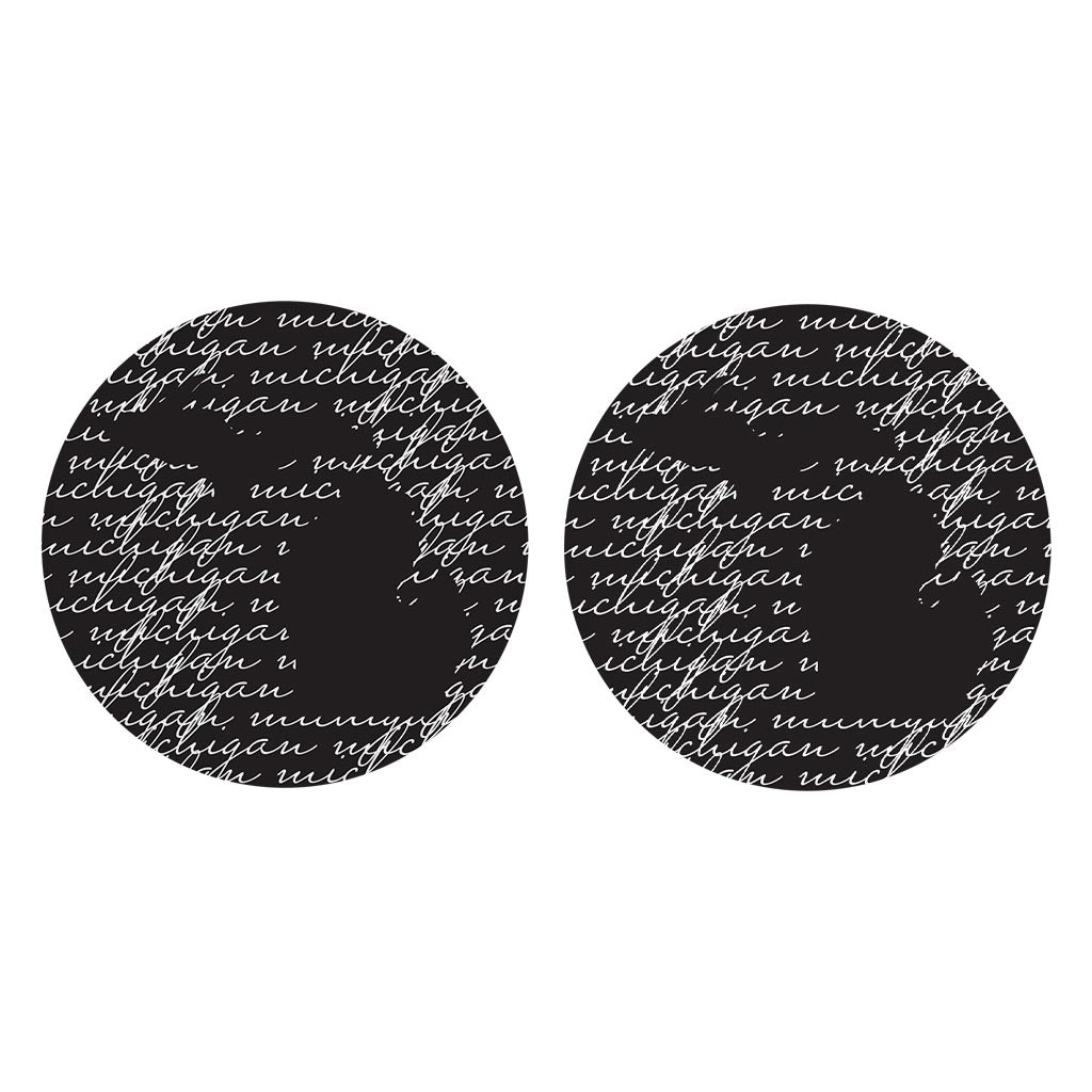 Black And White State Script Michigan| Absorbent Car Coasters | Set of 2 | Min 4