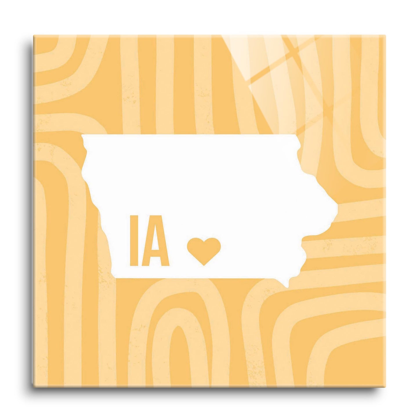 Boho Color Heart State On Yellow Iowa | Hi-Def Glass Art | Eaches | Min 1