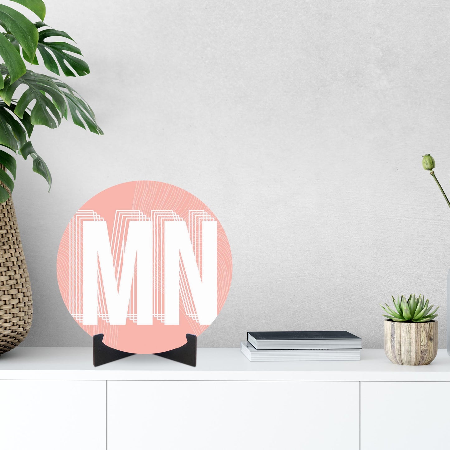 Boho Color Abbreviated On Pink Minnesota | Wood Sign | Eaches | Min 1