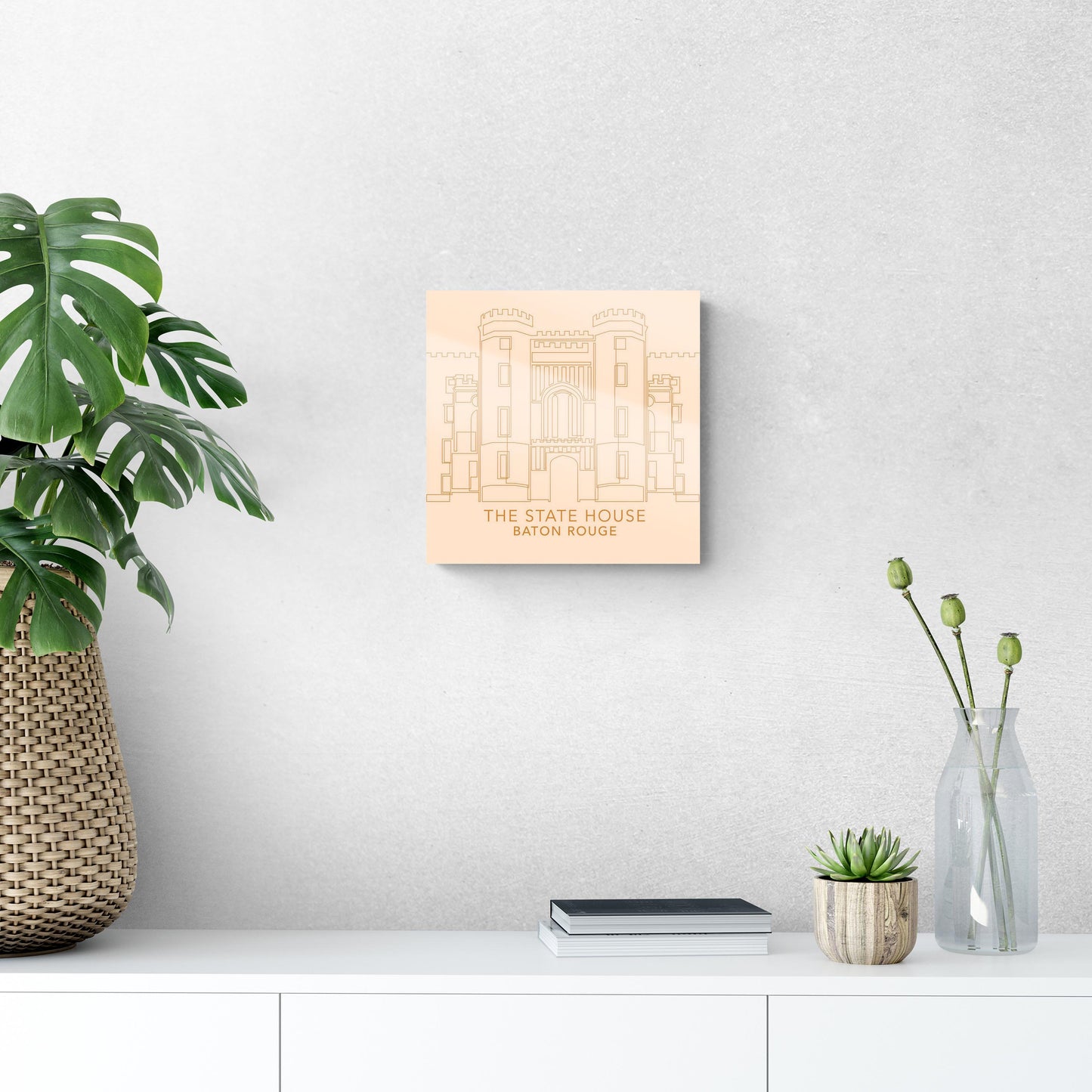 Minimalistic Baton Rouge State House Colorful | Hi-Def Glass Art | Eaches | Min 1