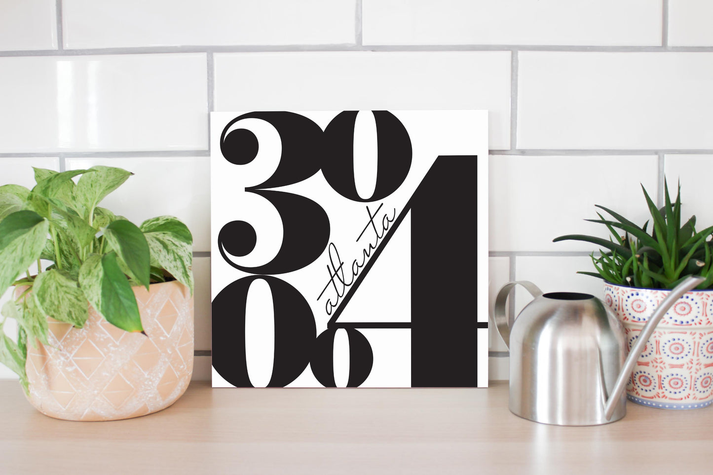 Black And White Zip Block Georgia Atlanta | Wood Sign | Eaches | Min 2