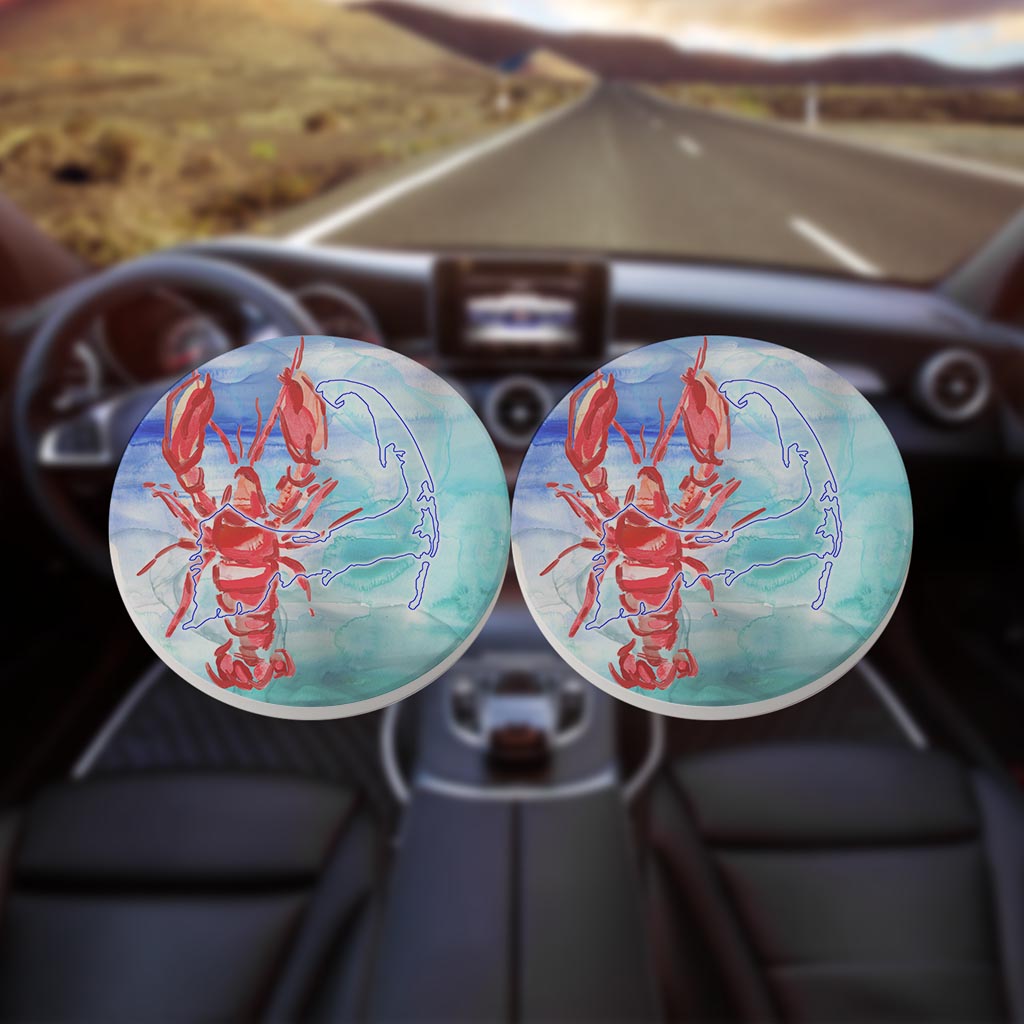 Watercolor Lobster | Absorbent Car Coasters | Set of 2 | Min 4