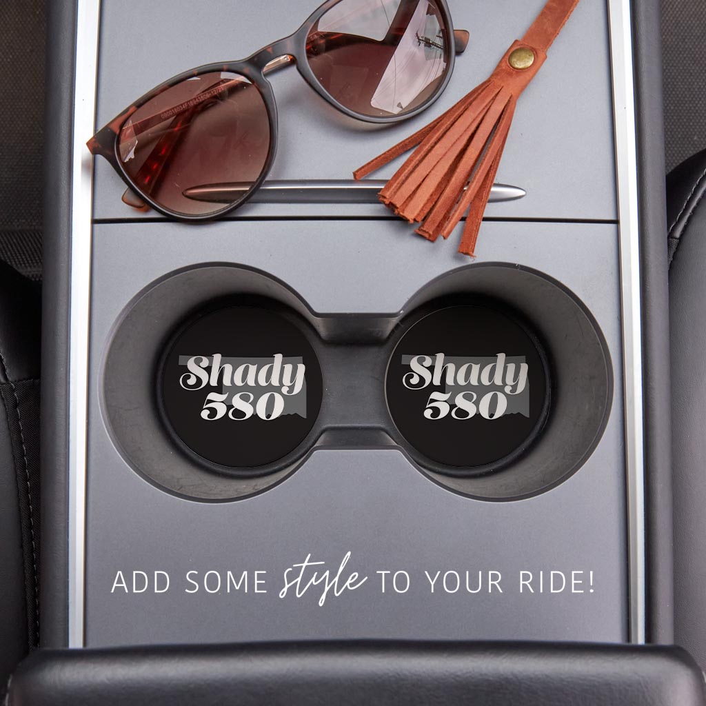 Minimalistic B&W Ardmore Ok Shady 580 Black| Absorbent Car Coasters | Set of 2 | Min 4