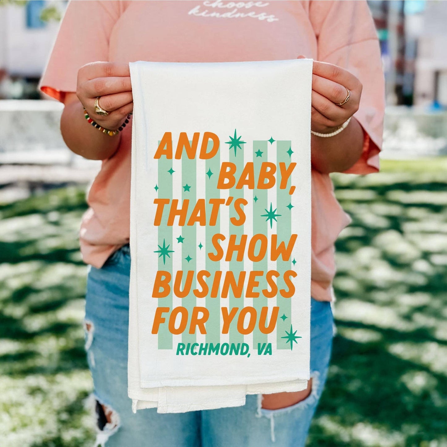 Cotton Tea Towel White-Love+Local Showgirl