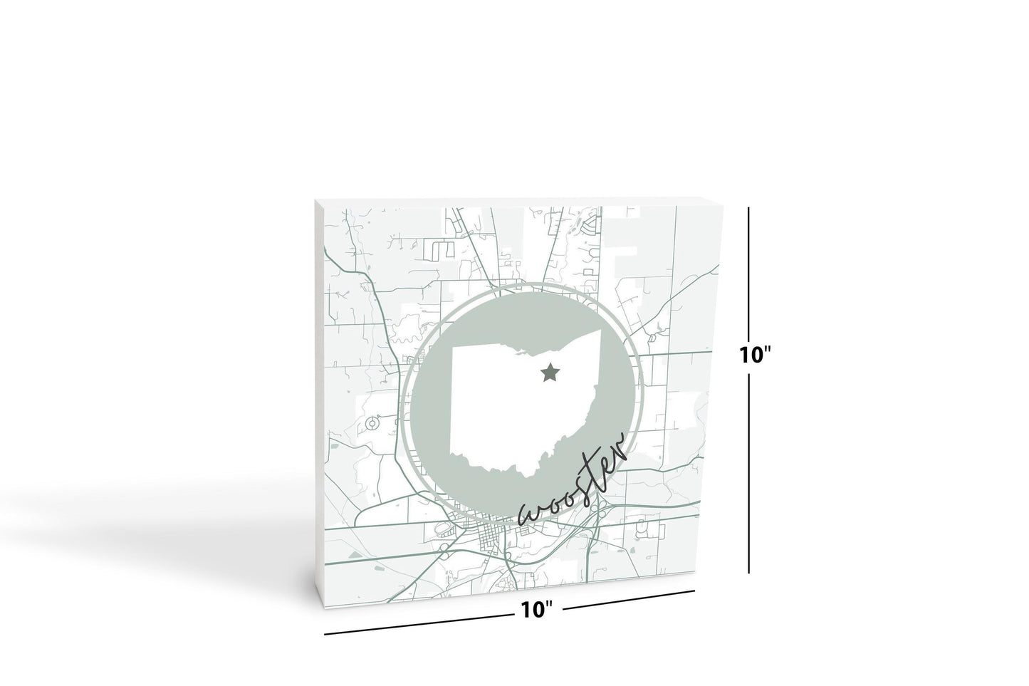 Vintage Groove State Star Map Ohio Wooster | Wood Block | Eaches | Min 2