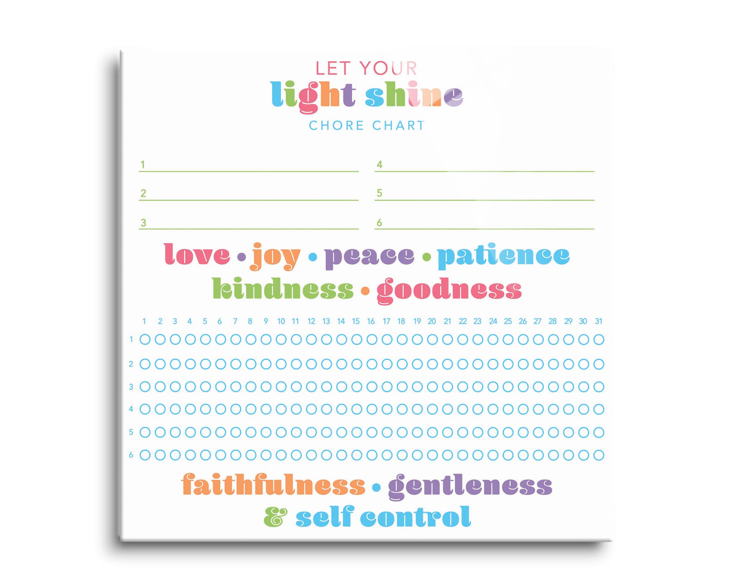 Childrens Fruits Of The Spirit Habit Tracker | Hi-Def Glass Art | Eaches | Min 2
