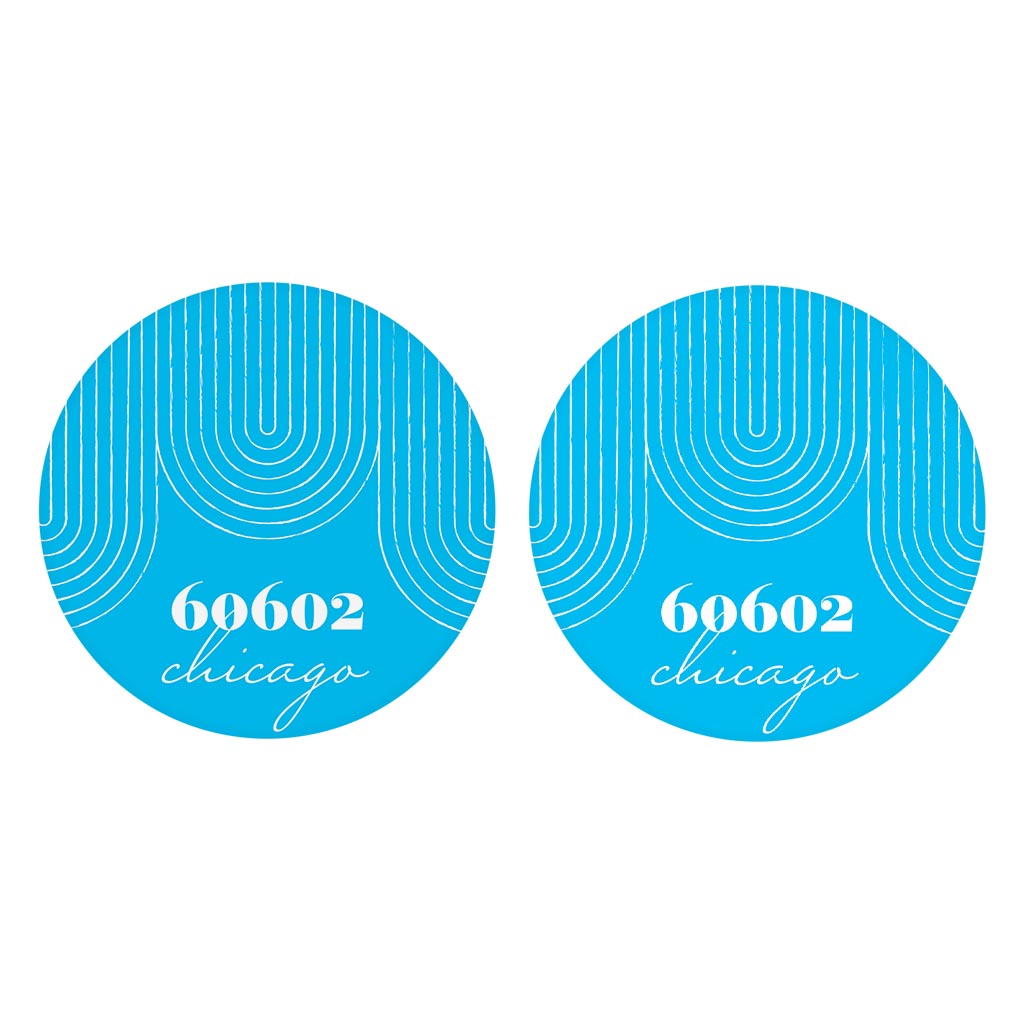 Bright Modern City Zip On Teal Illinois Chicago | Absorbent Car Coasters | Set of 2 | Min 4