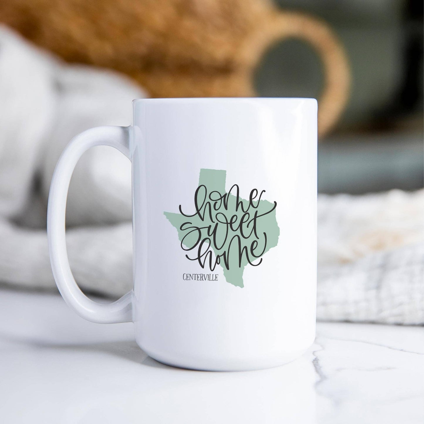 15oz Custom Ceramic Coffee Mug Home Sweet Home State Detail