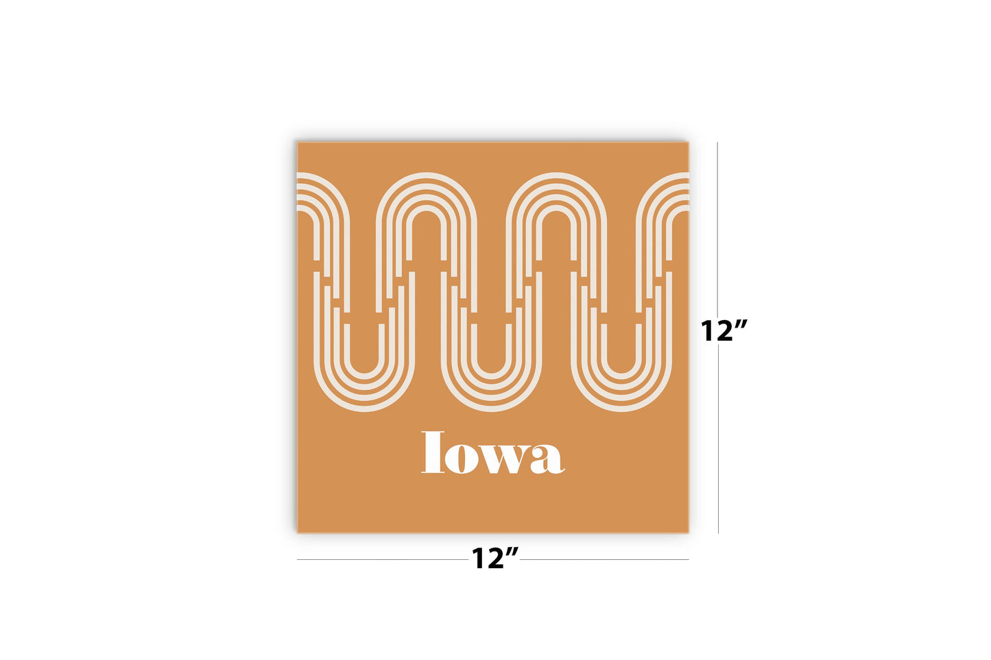 Vintage Groove Yellow Wave Lines Iowa | Wood Sign | Eaches | Min 2