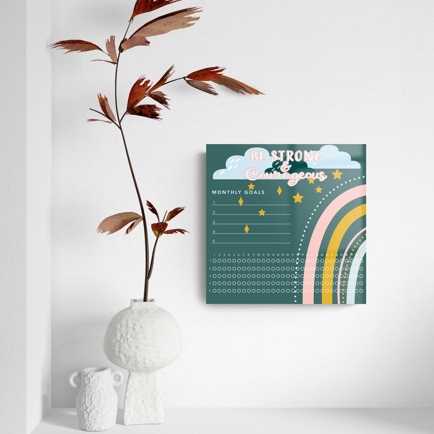 Childrens Green Rainbow Habit Tracker| Hi-Def Glass Art | Eaches | Min 2