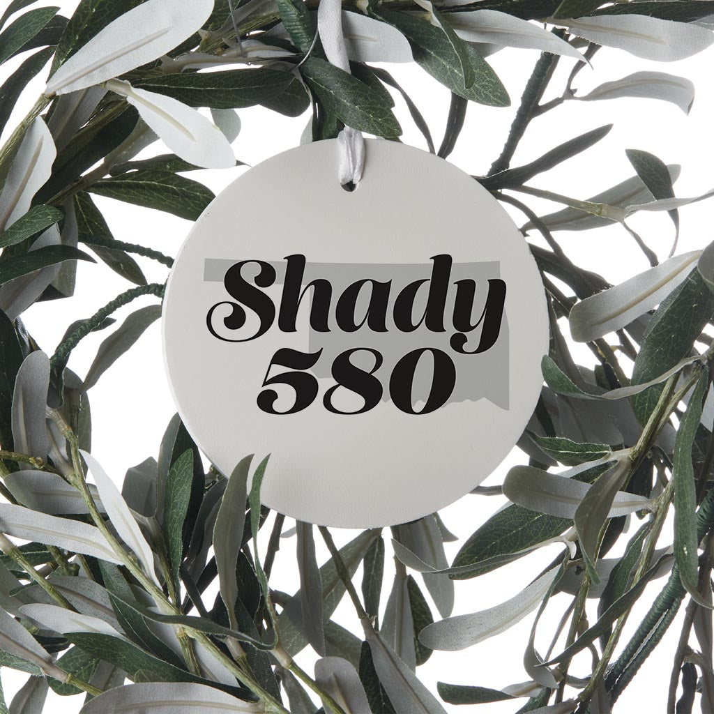 Minimalistic B&W Ardmore Ok Shady 580 White | Wood Ornament | Eaches | Min 6