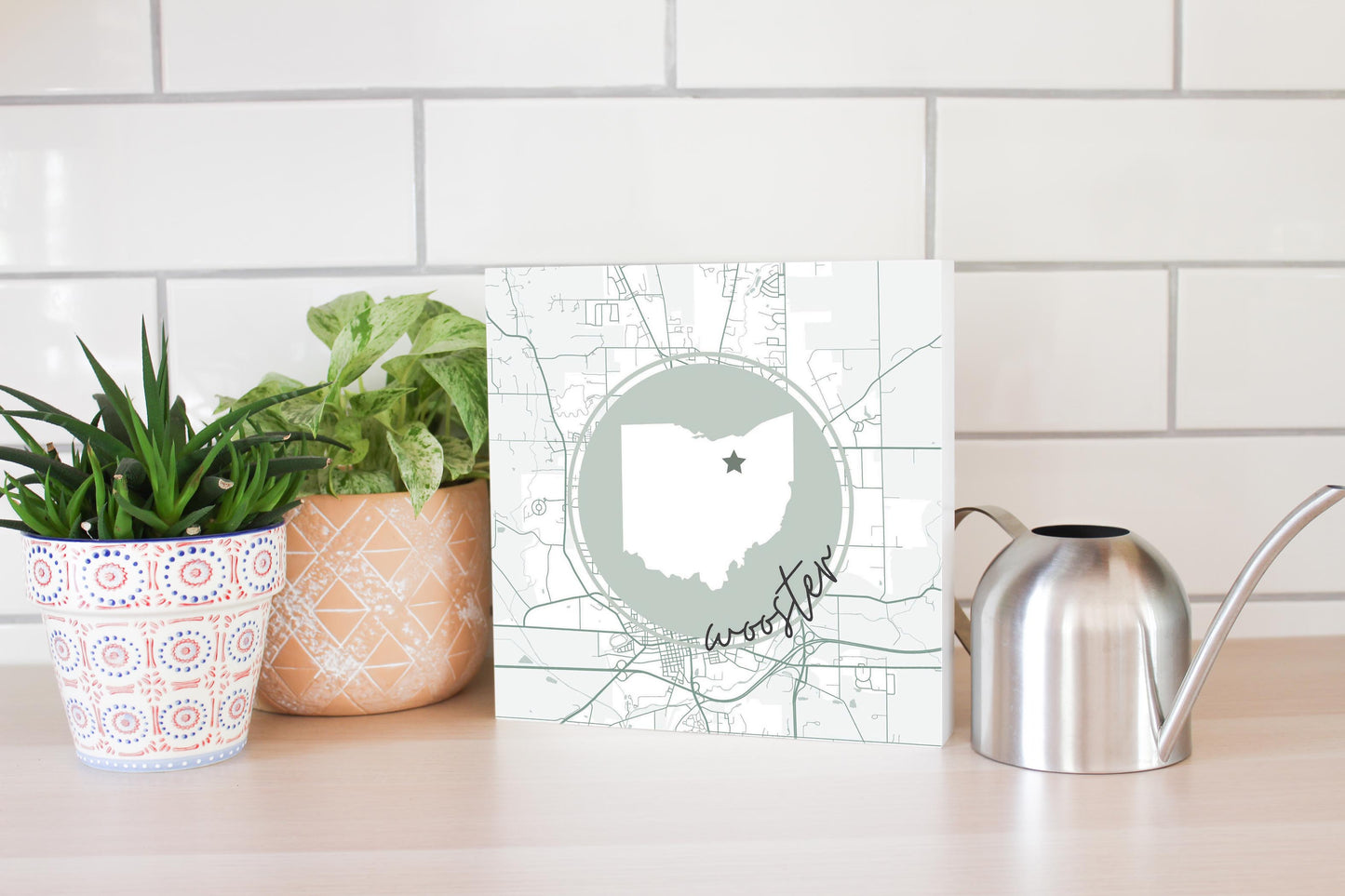 Vintage Groove State Star Map Ohio Wooster | Wood Block | Eaches | Min 2
