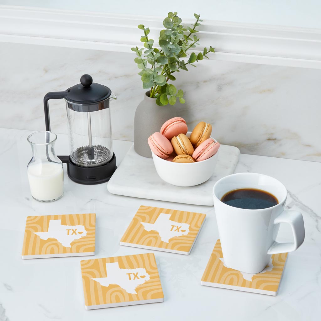 Boho Color Heart State on Yellow Texas
