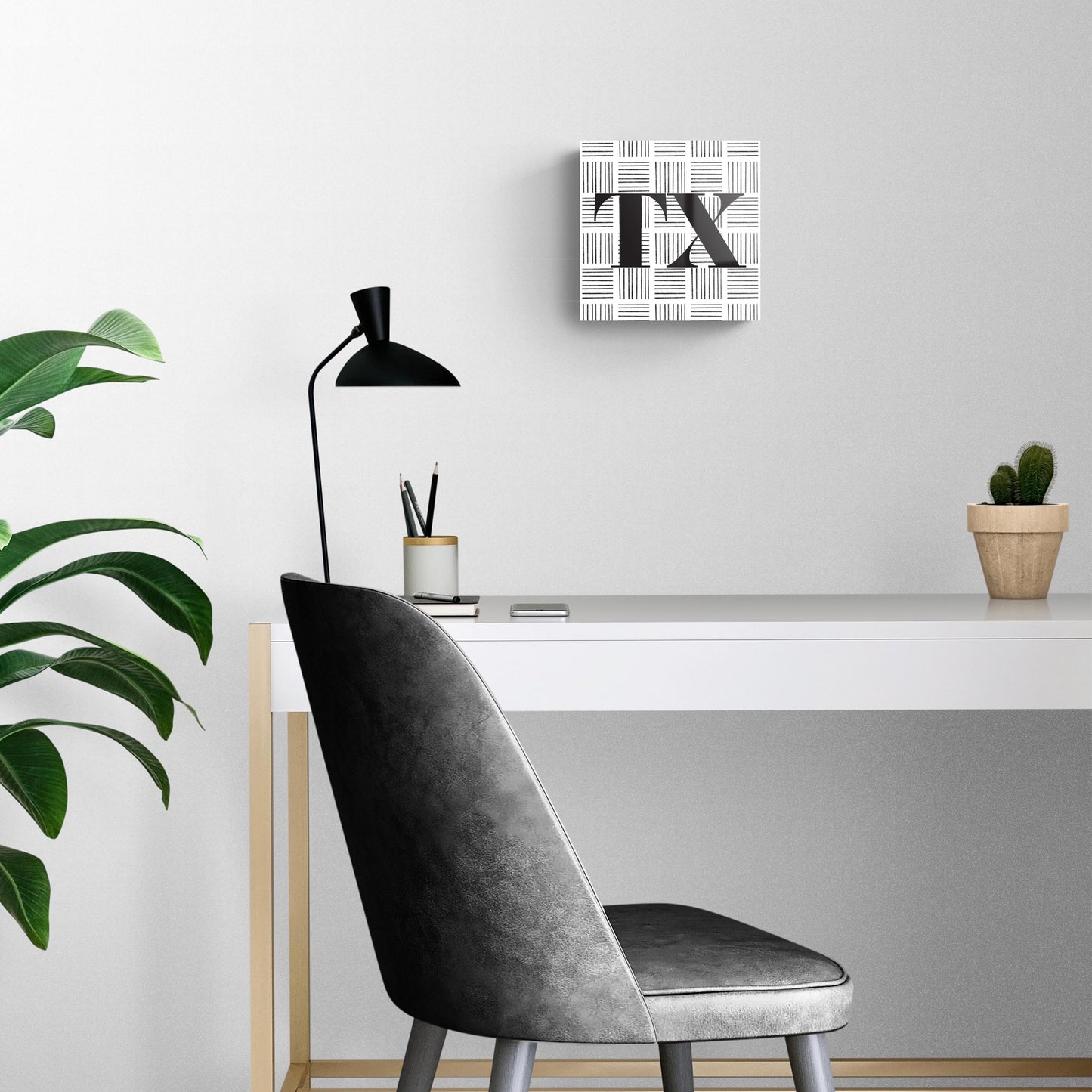 Black And White Abbreviated On White Texas | Hi-Def Glass Art | Eaches | Min 2
