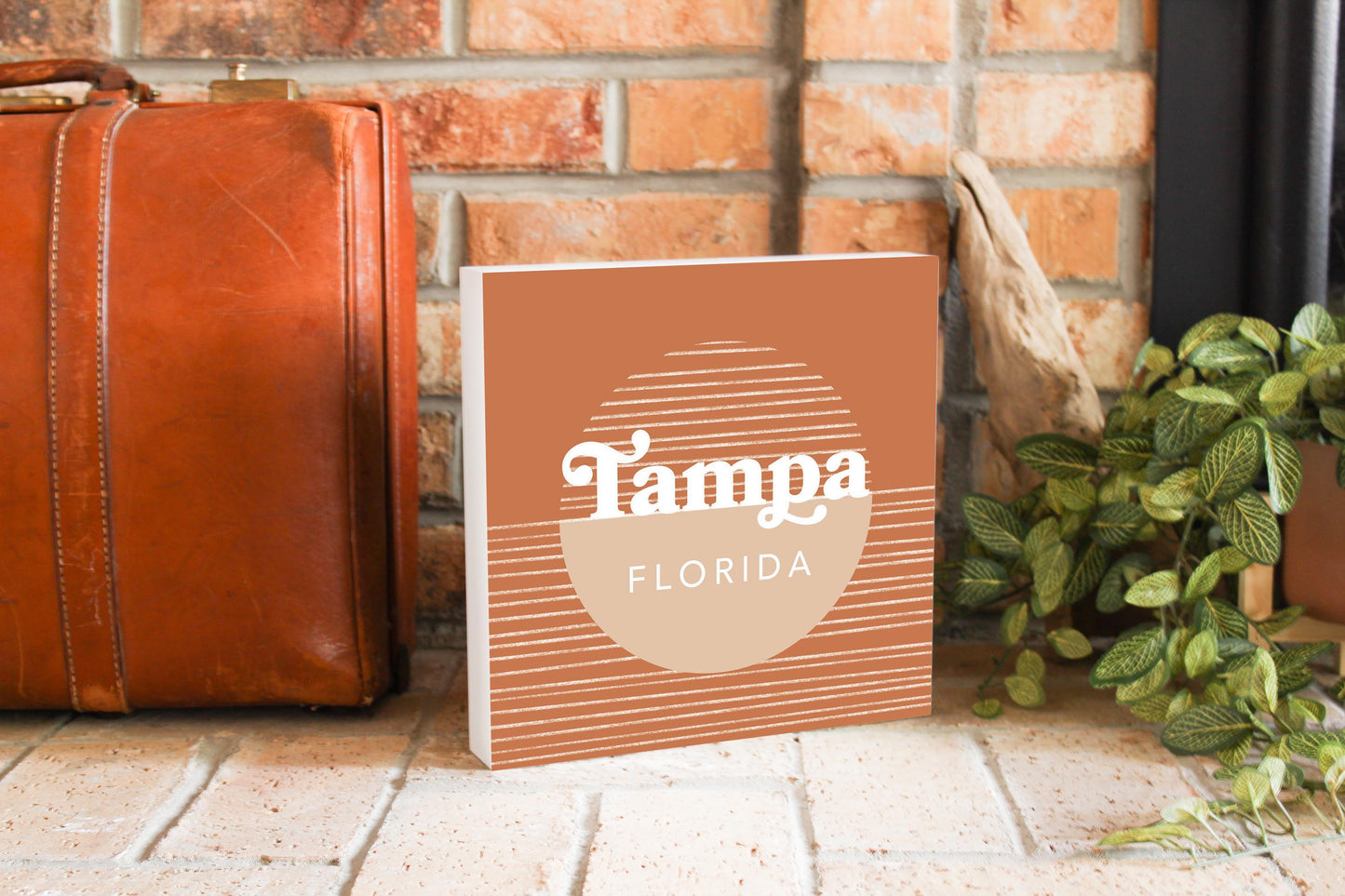 Vintage Groove Half Circle Lines Florida Tampa | Wood Block | Eaches | Min 2
